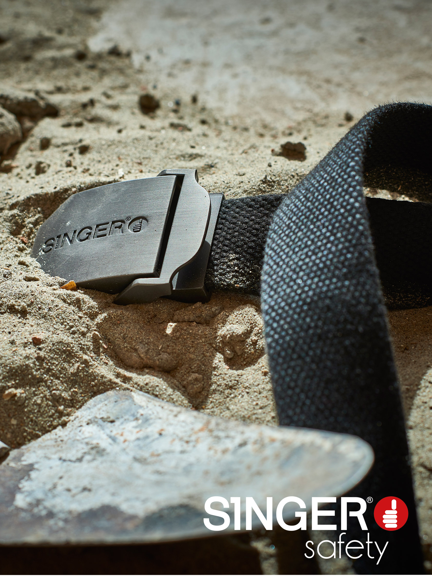 Ceinture noir textile ajustable - SINGER - BELT