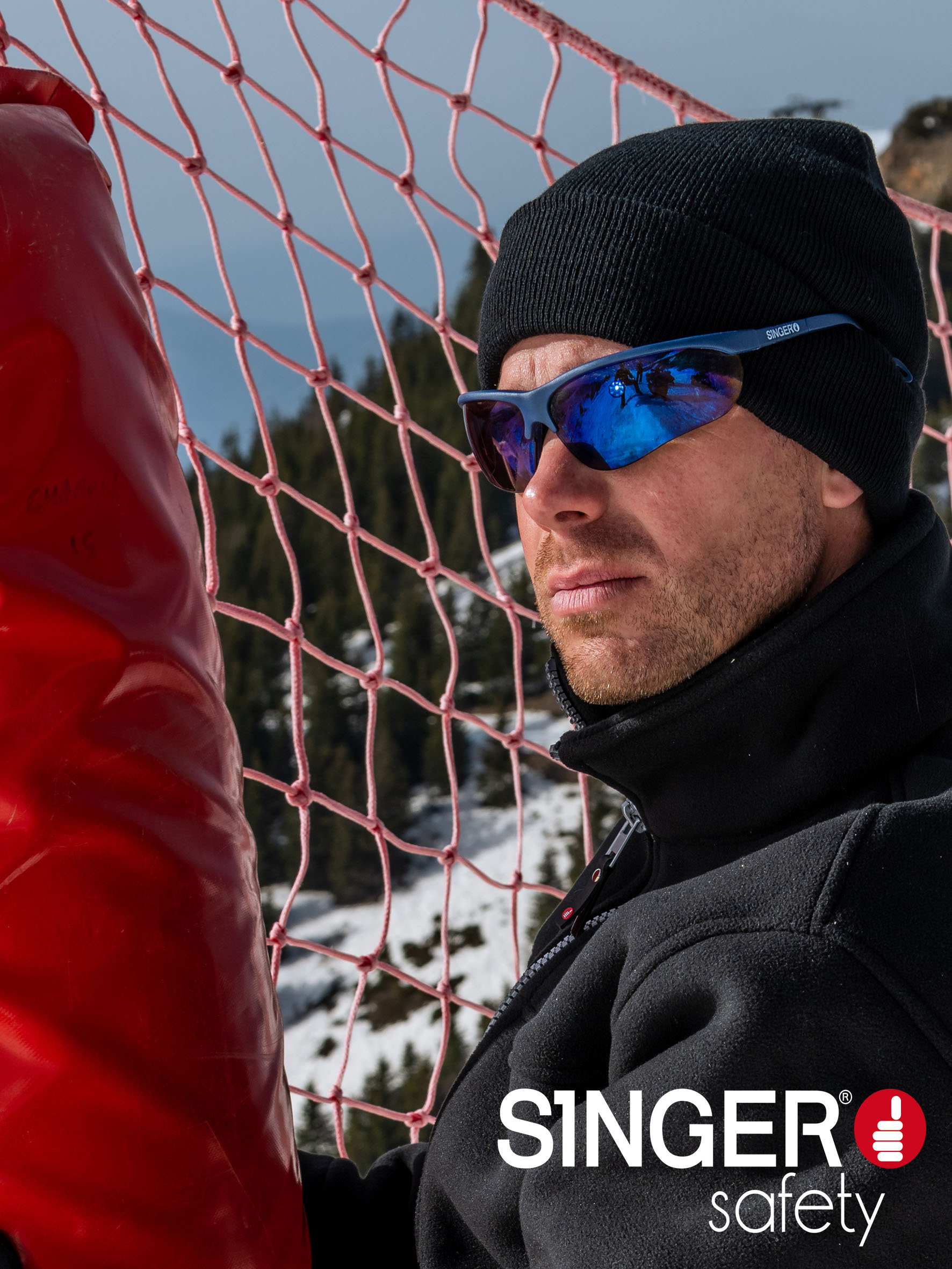 Lunettes solaires miroitées bleu Branches réglables - SINGER - EVASHARKBBA