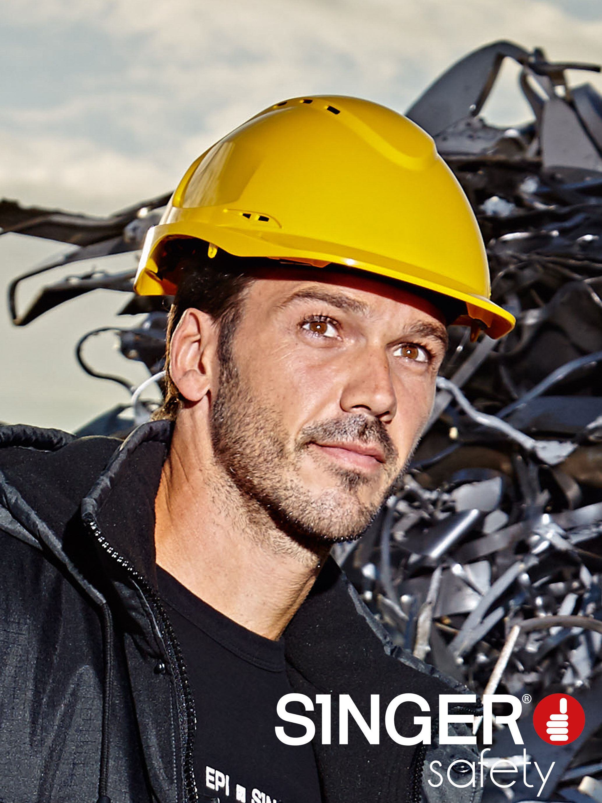 Casque de chantier aéré en ABS Serrage crémaillère - SINGER - FORCEJ