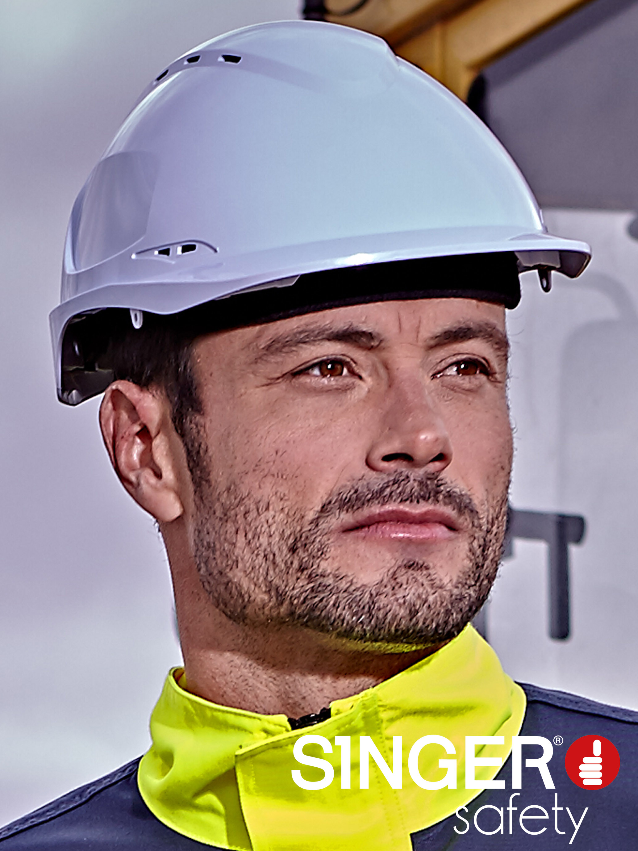 Casque de chantier aéré en ABS Serrage crémaillère - SINGER - FORCEW