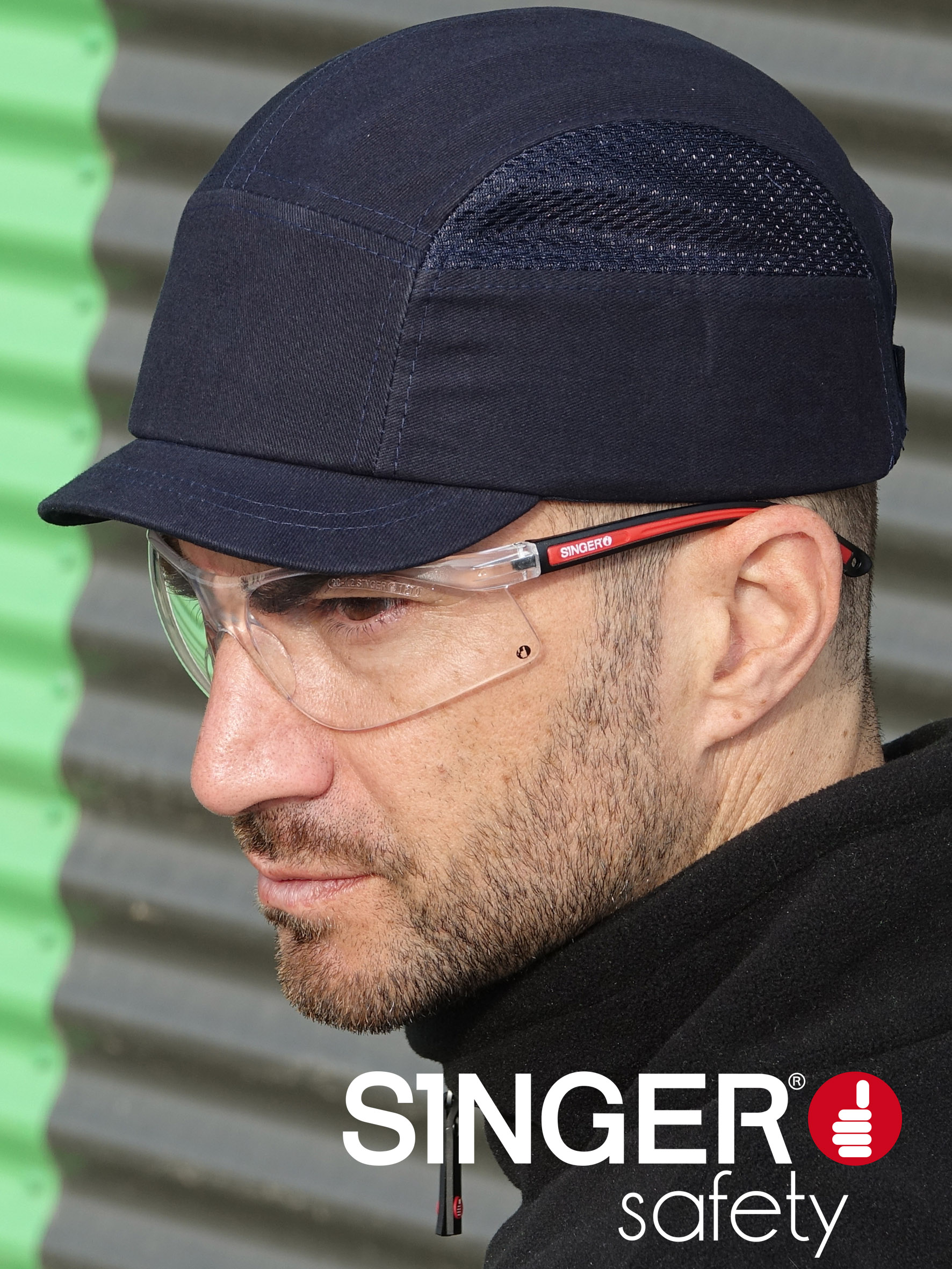 Casquette anti-heurt bleue visière courte pour l'industrie - SINGER - HG916B