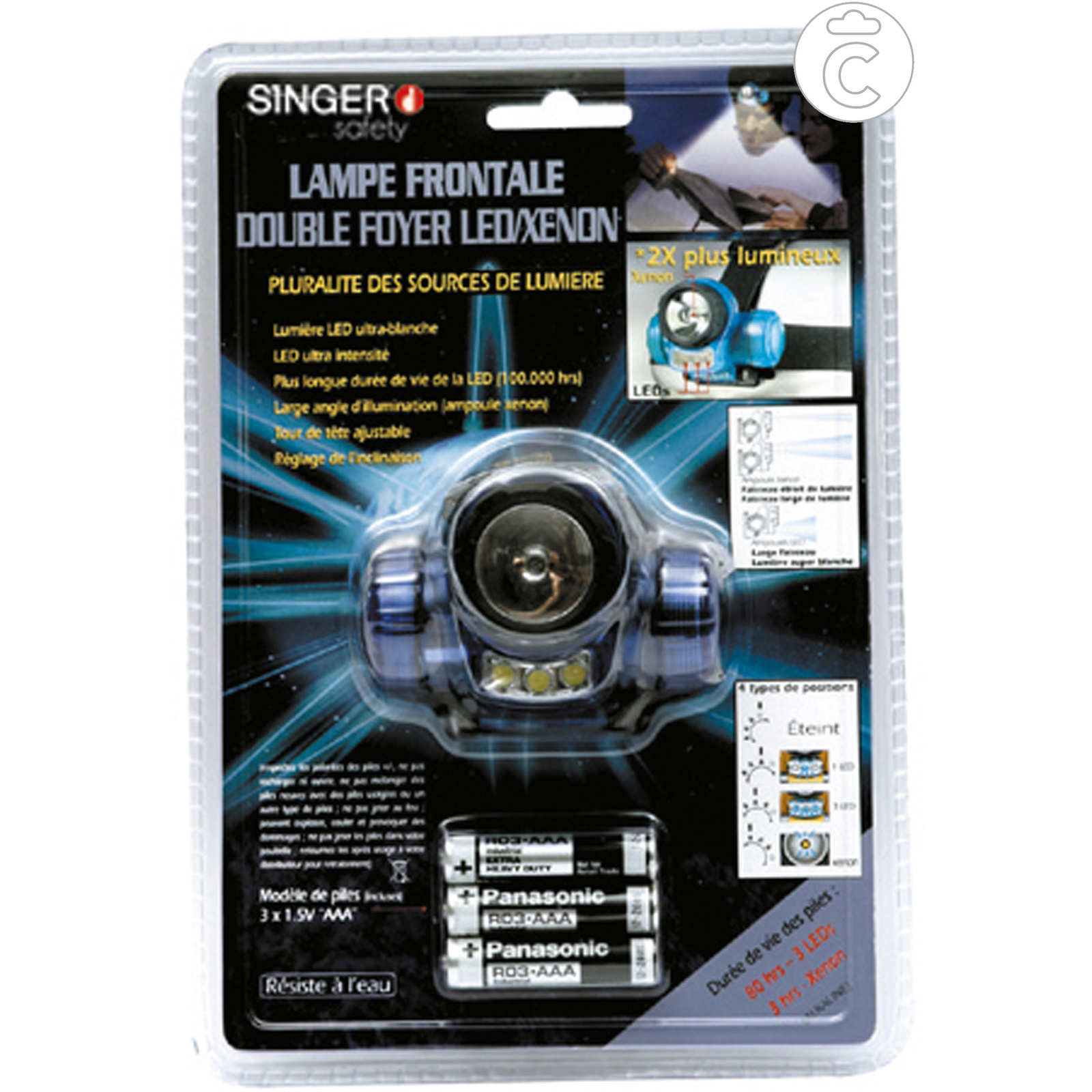 Lampe frontale LED/xenon SINGER - LP330FB
