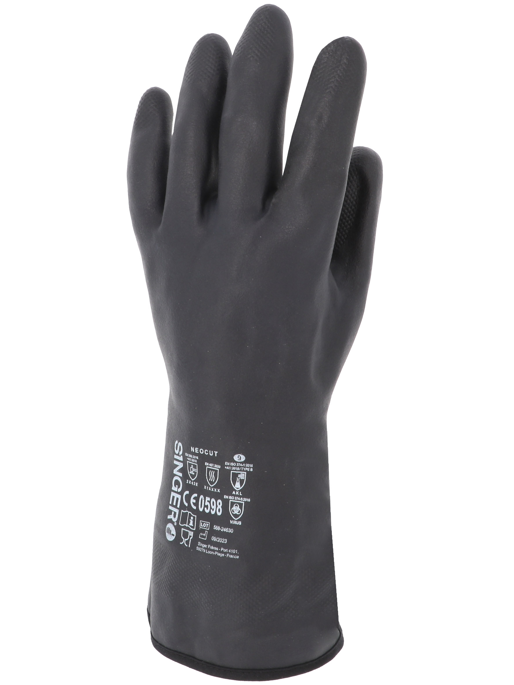 Gant de protection multi-risques en polychloroprène sur support PEHD - SINGER - NEOCUT