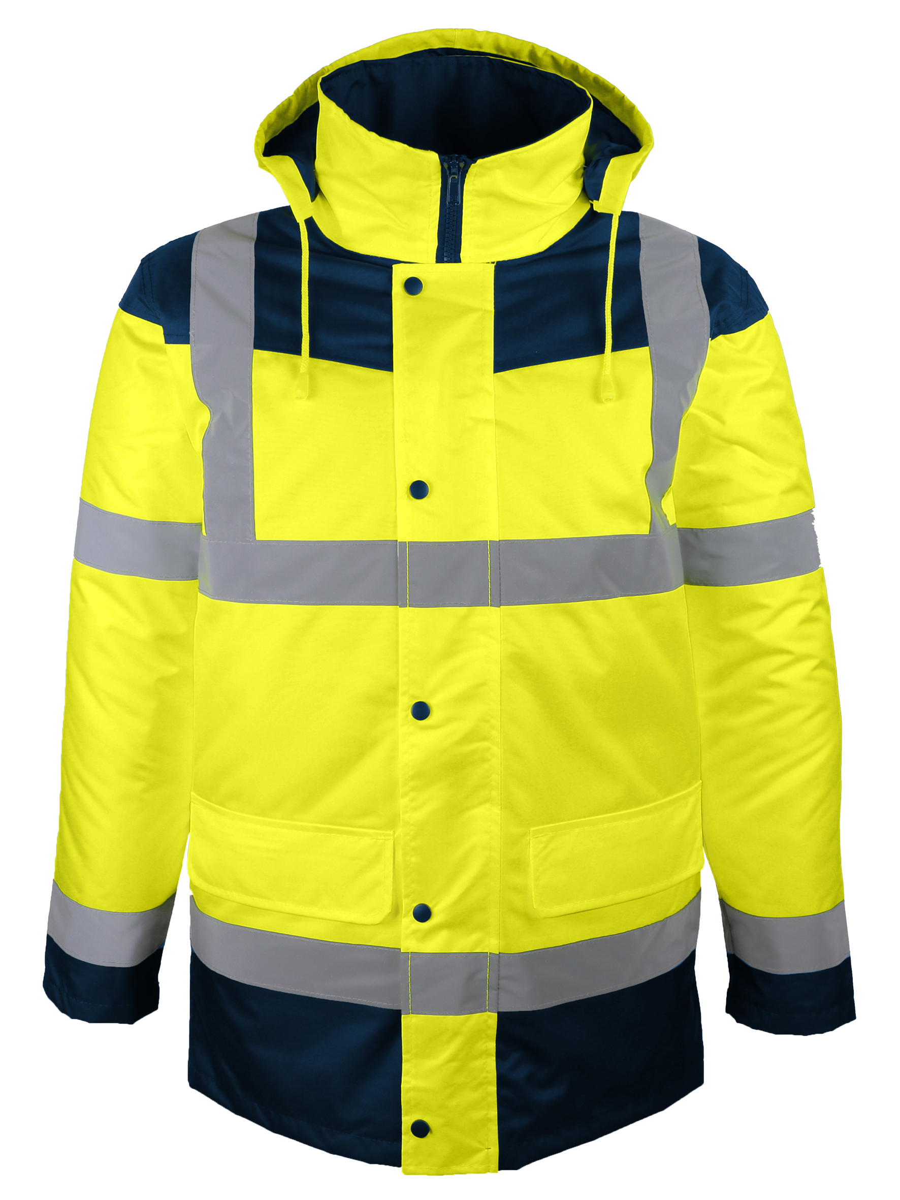 Parka haute-visibilité rembourrage polyester jaune fluo/bleu marine SINGER - PALERME