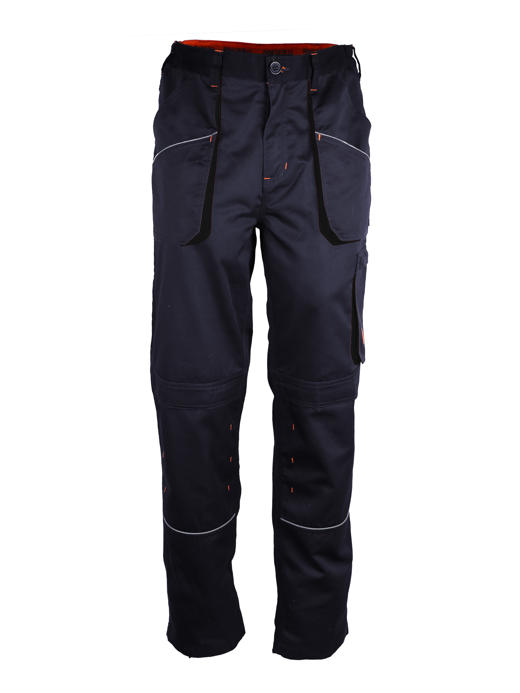 Pantalon de travail Polyester/coton - Bleu / noir / orange - SINGER - PRAGBLE