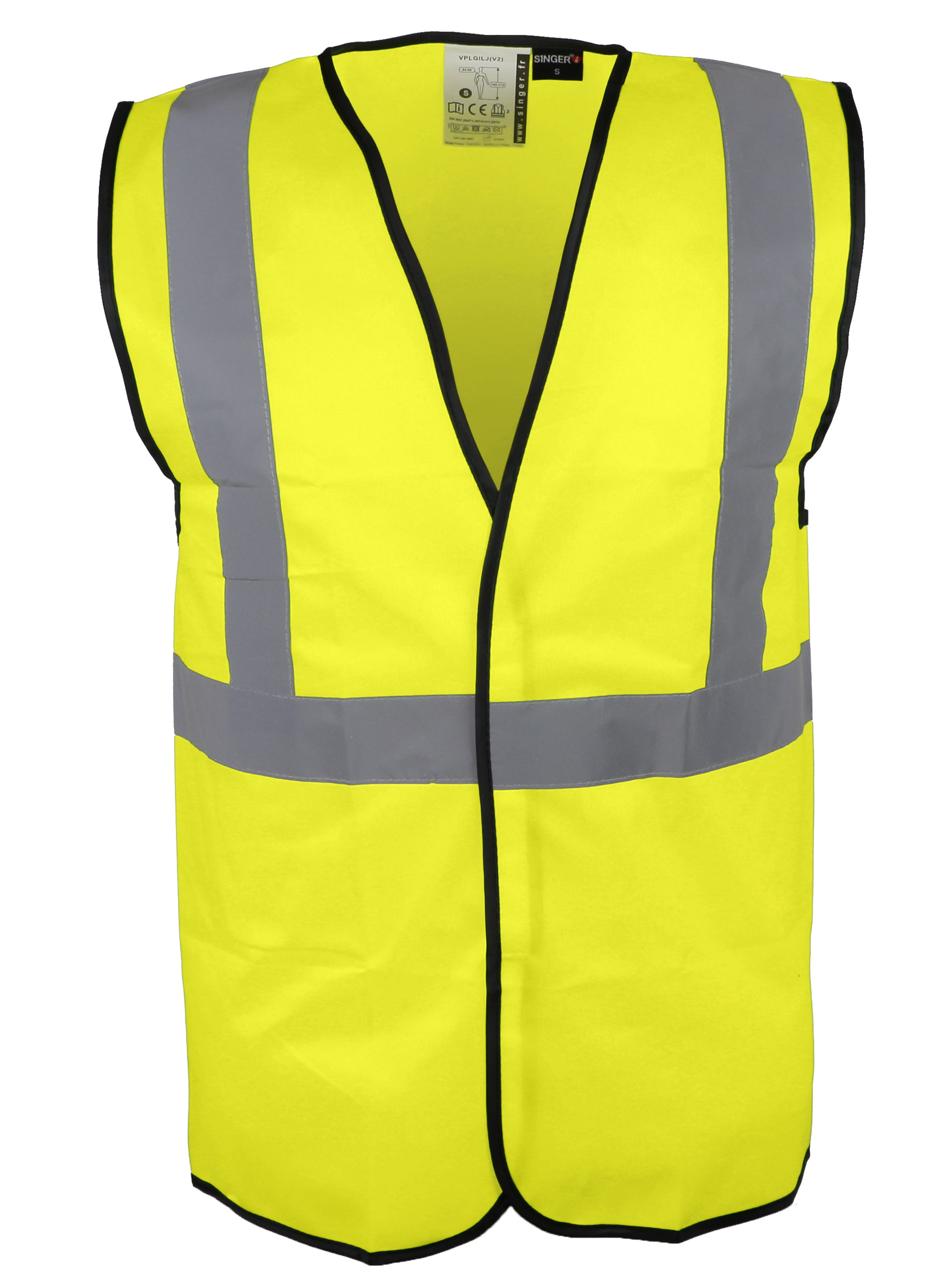Gilet jaune haute-visibilité avec fermeture et bandes réfléchissantes - SINGER - VPLGILJ00