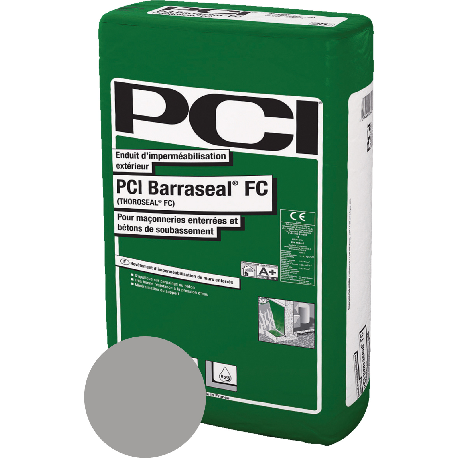 Enduit d’imperméabilisation murs enterrés et béton 25 kg - PCI - 818394