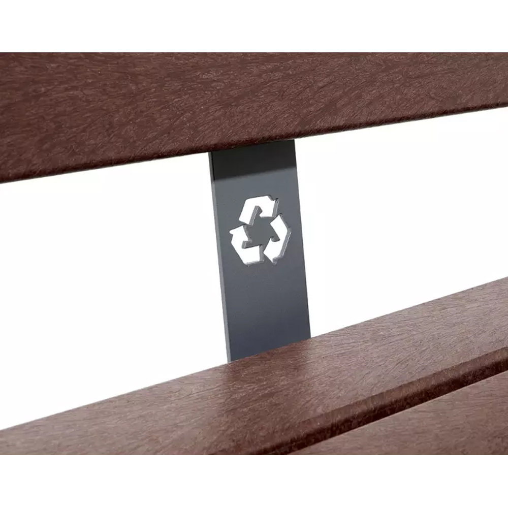 Banc plastique recyclé et acier Silaos 6 lames RAL3020 - accoudoirs - PROCITY - 209614.3020