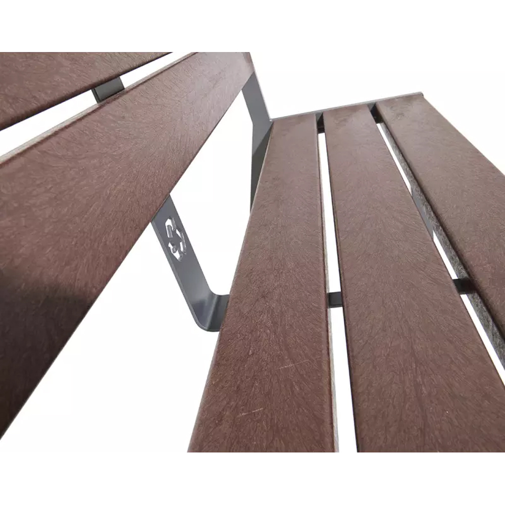 Banc plastique recyclé et acier Silaos 5 lames RAL5010 - accoudoirs - PROCITY - 209514.5010