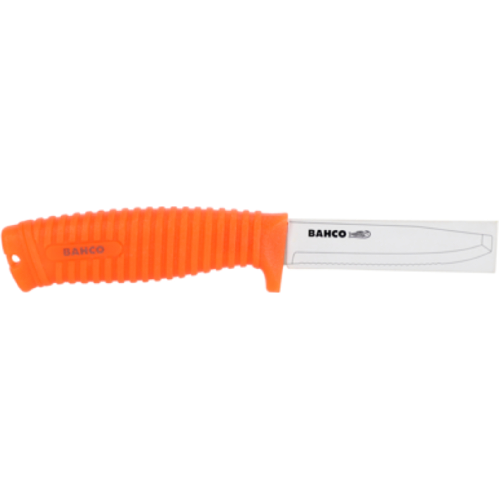 Couteau flottant lame crantée 100 mm manche fluorescent avec étui BAHCO - 1446-FLOAT-B