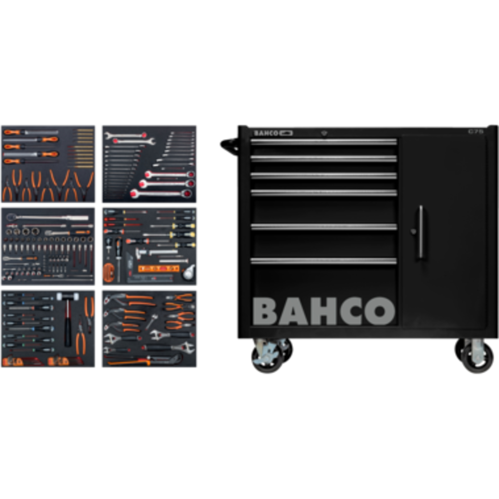 Servante d'atelier 210 outils 6 tiroirs verrouillage Lock&Go! BAHCO - 1475KXL6CBK-FF5