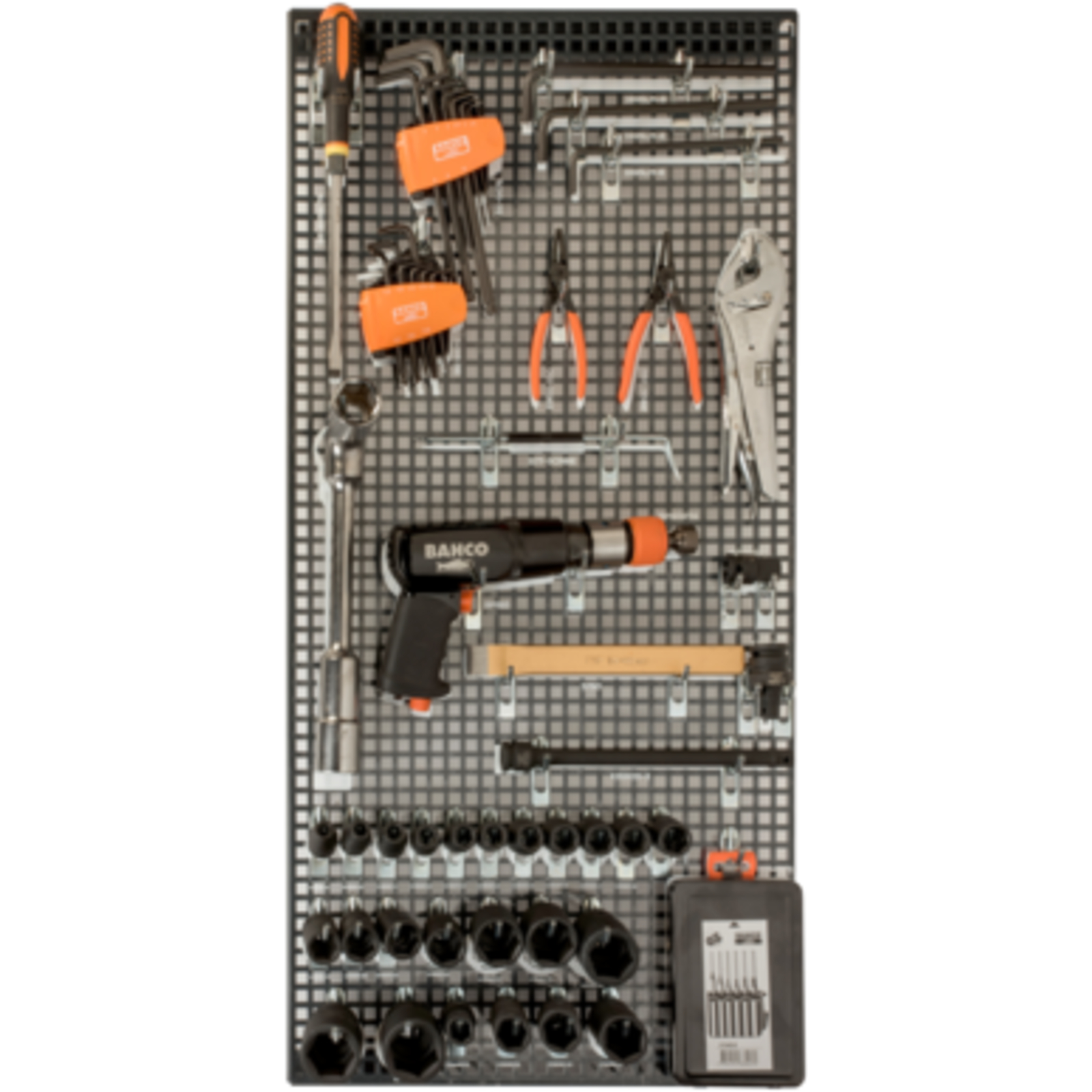 Panneau d'outils réparation automobile spécial roulements 62 pièces avec crochets BAHCO - 1495TP-AUTO-M1