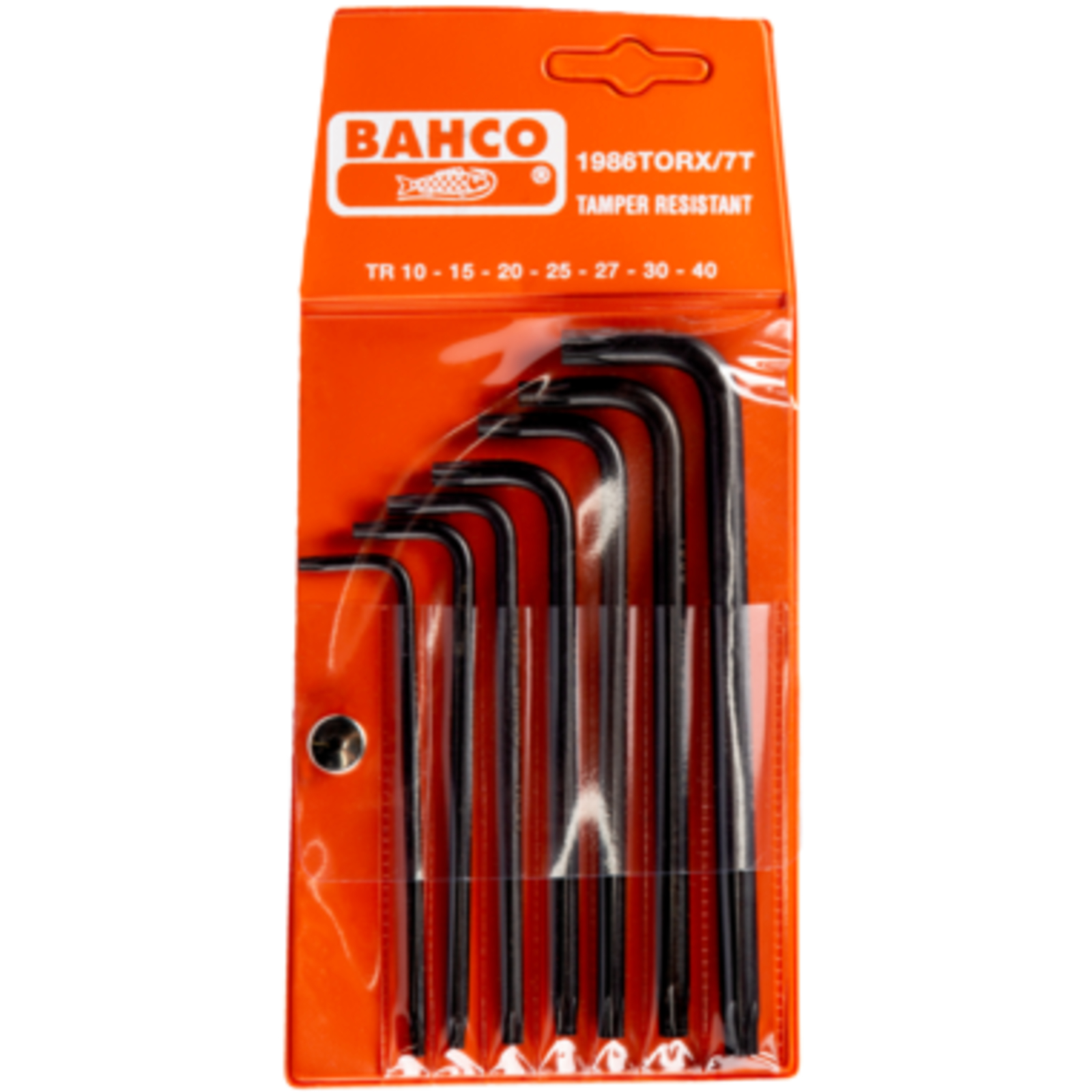 Jeu de clés mâles longues TORX Tamper TR10-TR40 7 pièces finition phosphatée BAHCO - 1986TORX/7T