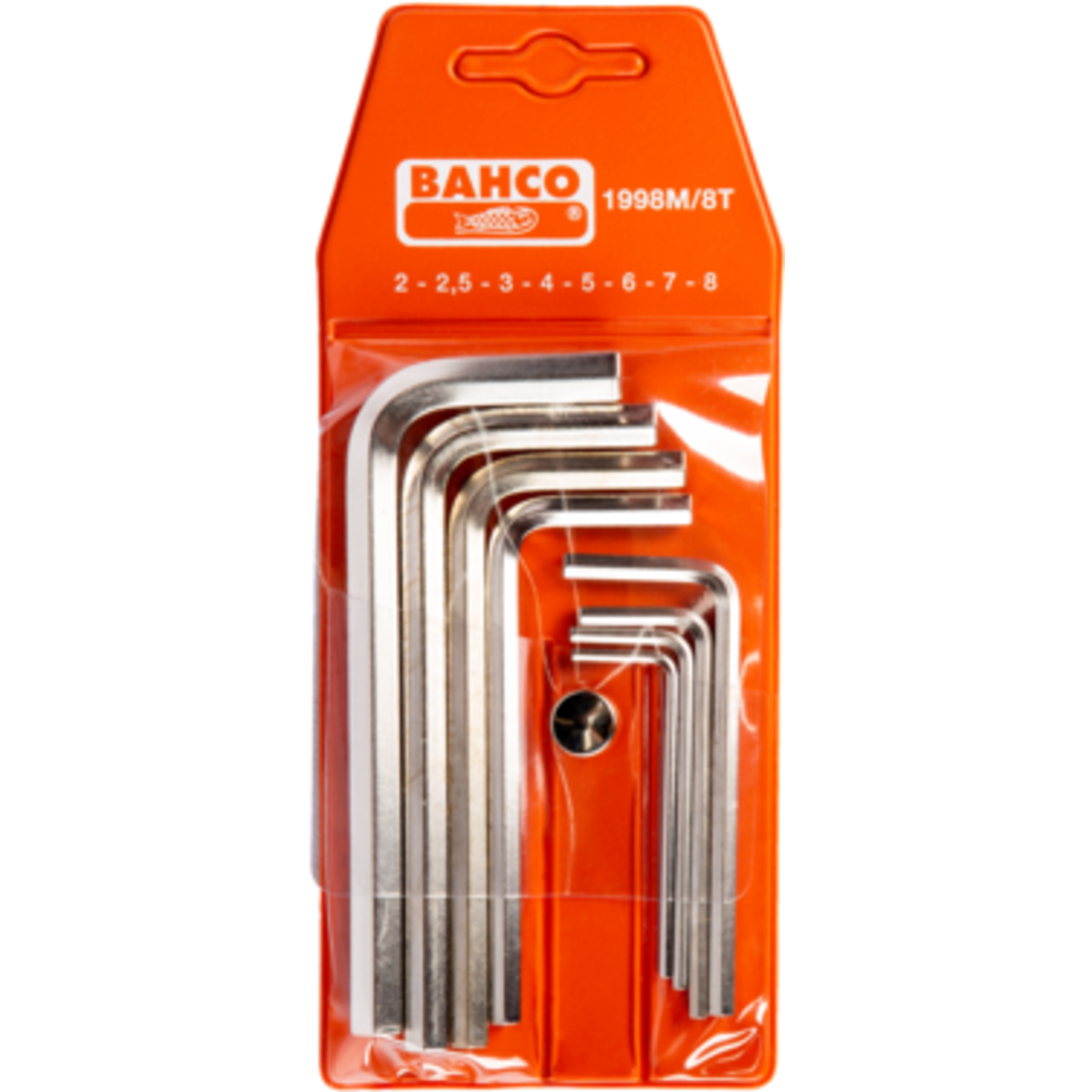 Jeu de clés mâles 6 pans métriques 2-8 mm 8 pcs finition nickelée BAHCO - 1998M/8T
