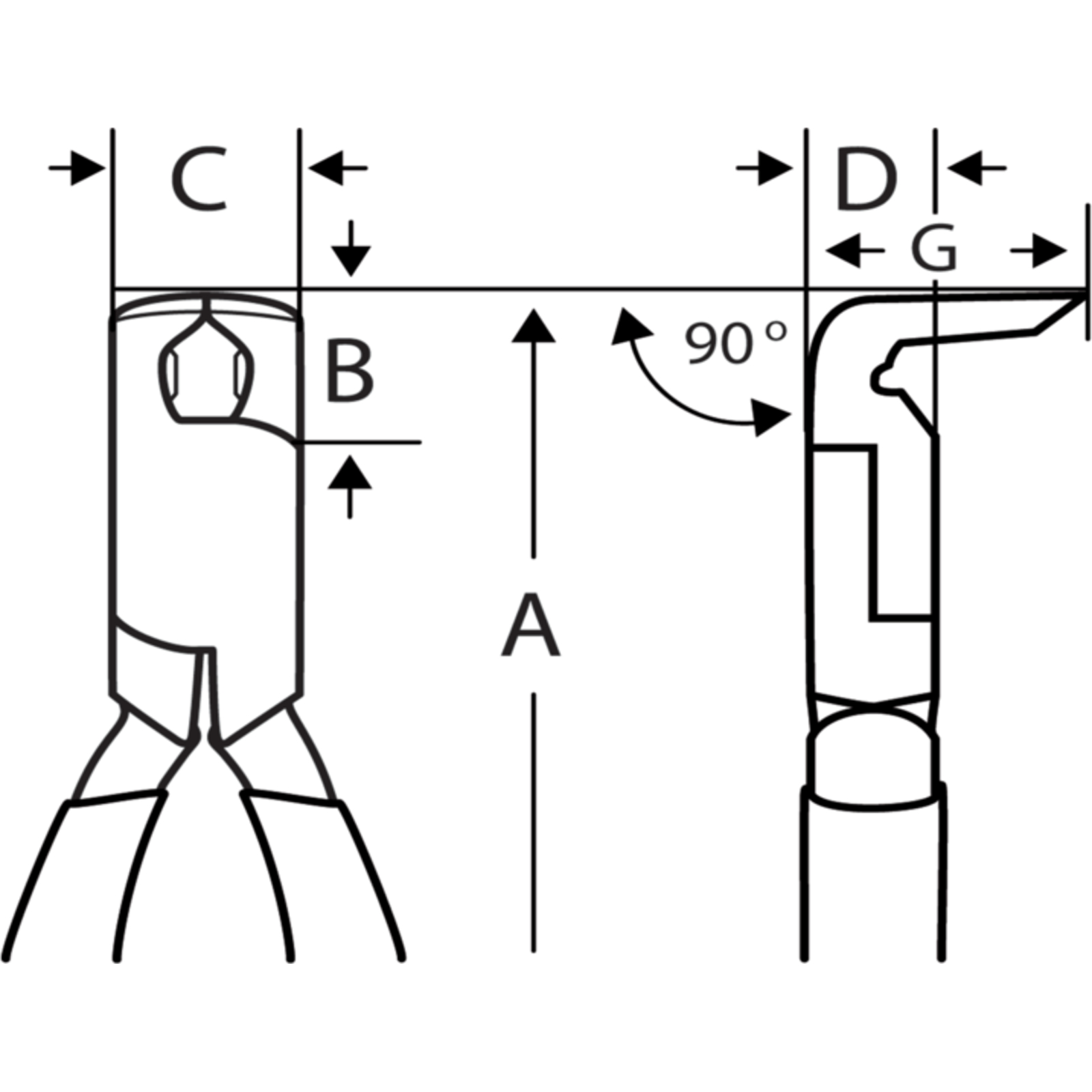 Pince coupante diagonale 90° 143 mm poignées PVC phosphatée BAHCO - 2190PD-150