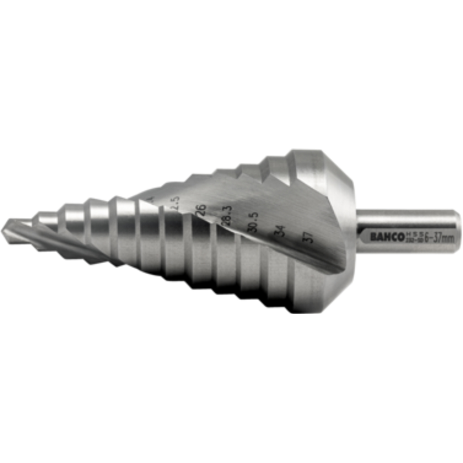 Foret étagé nitrure de titane 6 à 37 mm tige 10 mm pour tôle fine BAHCO - 232-SD