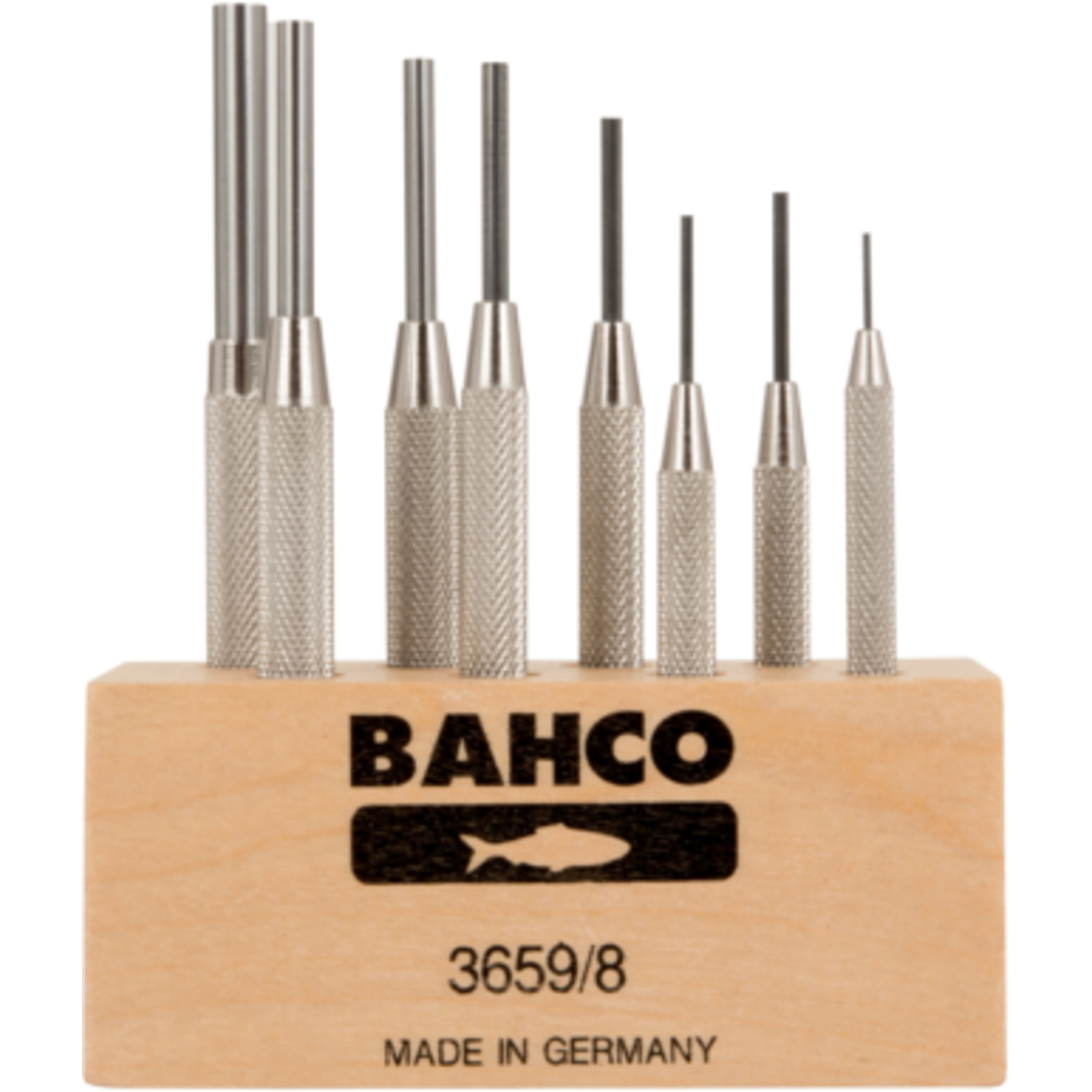 Jeu de chasse-goupilles 8 pièces avec manchon-guide moleté support plastique BAHCO - 3659/8