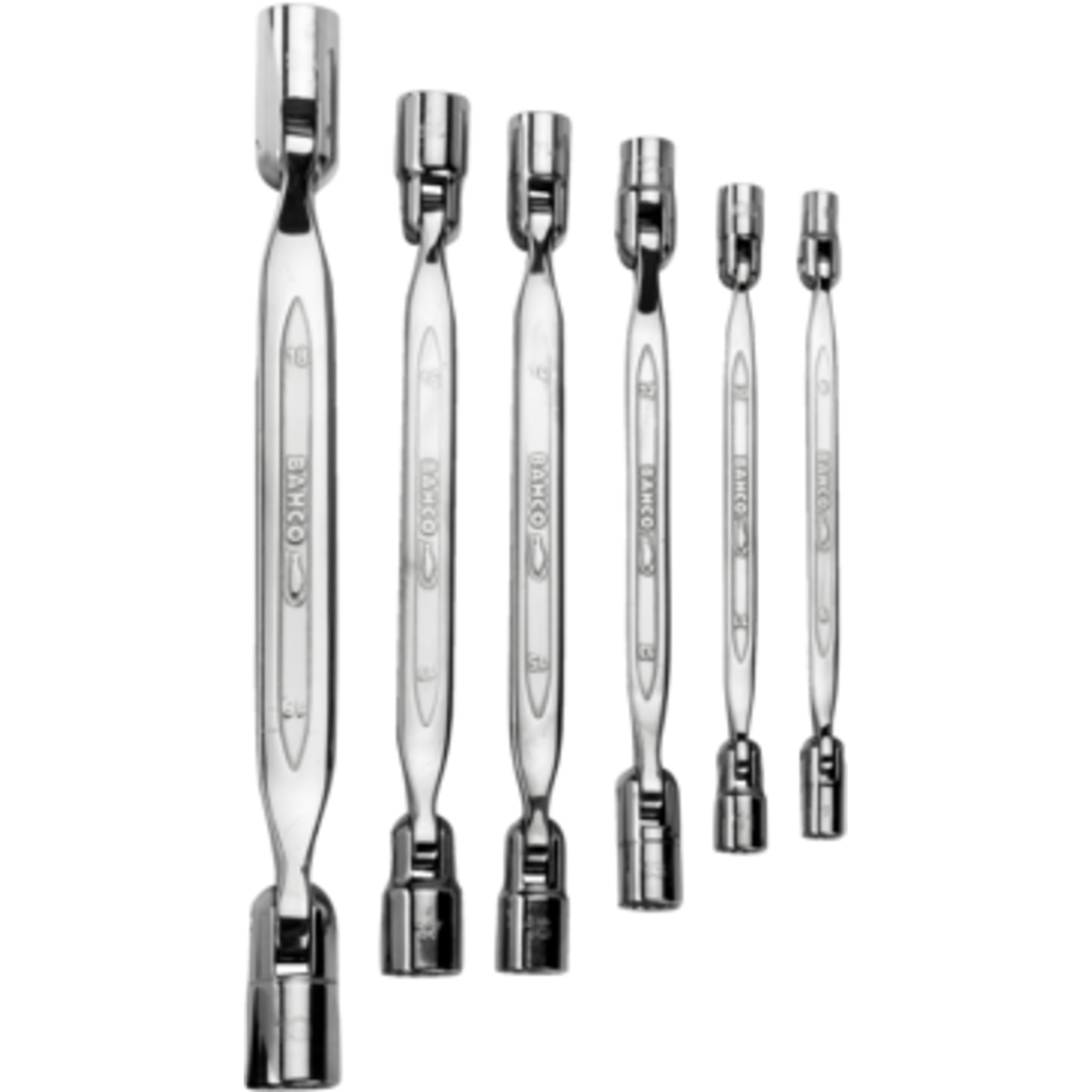 Jeu de clés doubles à tête articulée métriques 6 pcs avec étui BAHCO - 4040M/S6