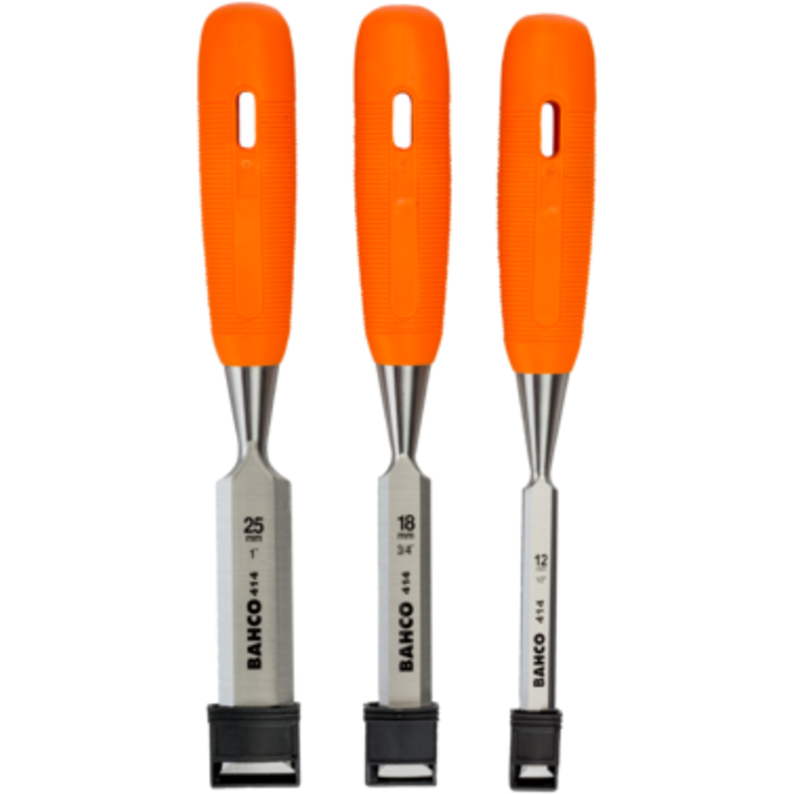 Jeu de burins bois 12 18 et 25 mm manche polypropylène avec étui BAHCO - 414-S3-EUR