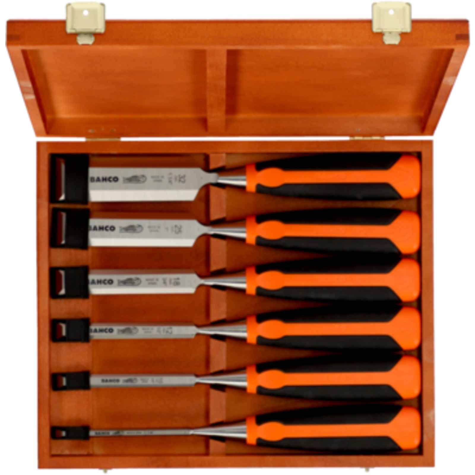 Jeu de burins bois 6-32 mm 6 pièces manche caoutchouc avec coffret bois BAHCO - 424P-S6-EUR