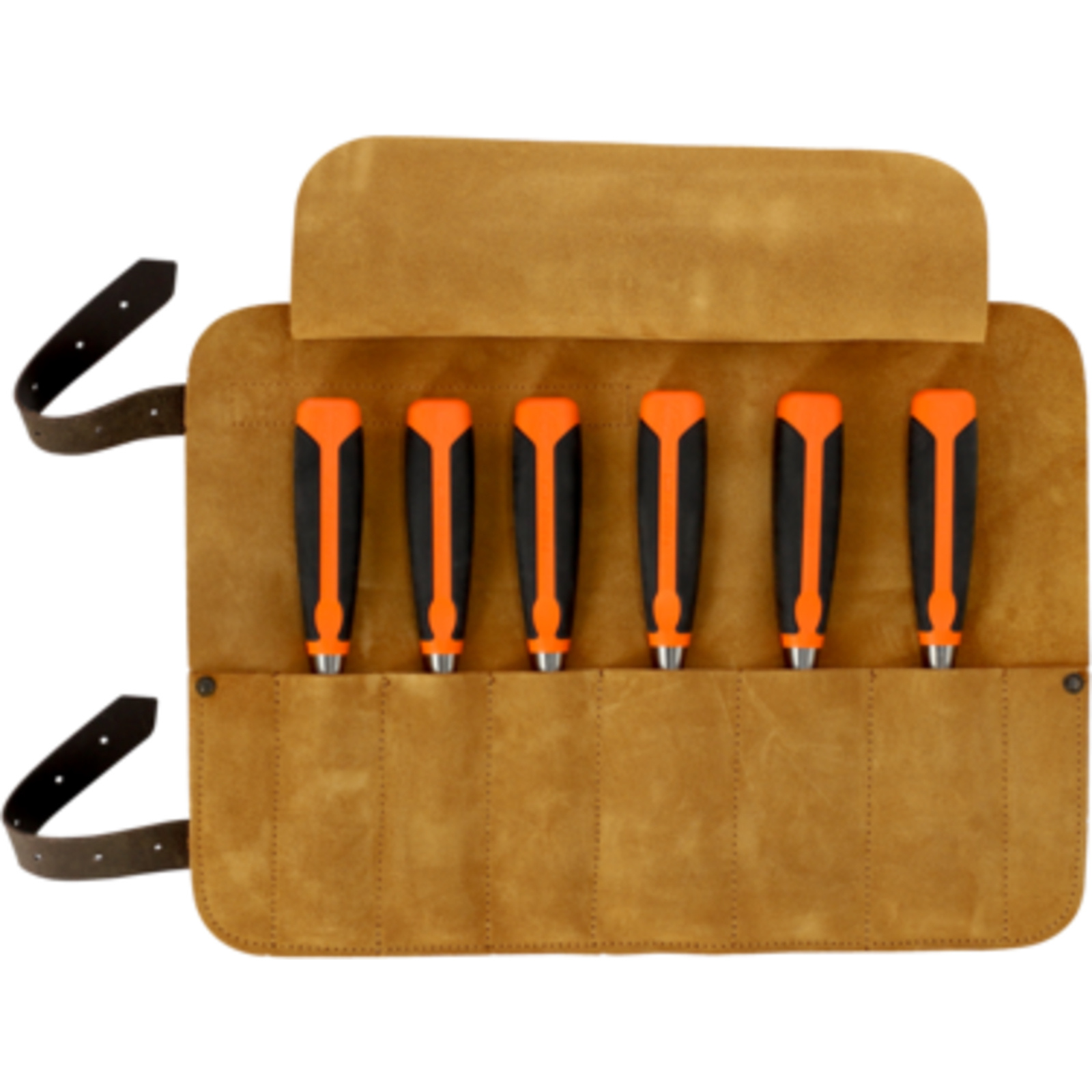 Jeu de burins bois 6-32 mm 6 pièces manche caoutchouc avec pochette cuir BAHCO - 424P-S6-LR