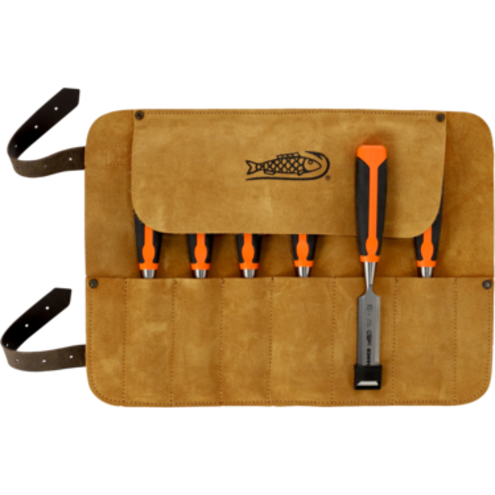 Jeu de burins bois 6-32 mm 6 pièces manche caoutchouc avec pochette cuir BAHCO - 424P-S6-LR