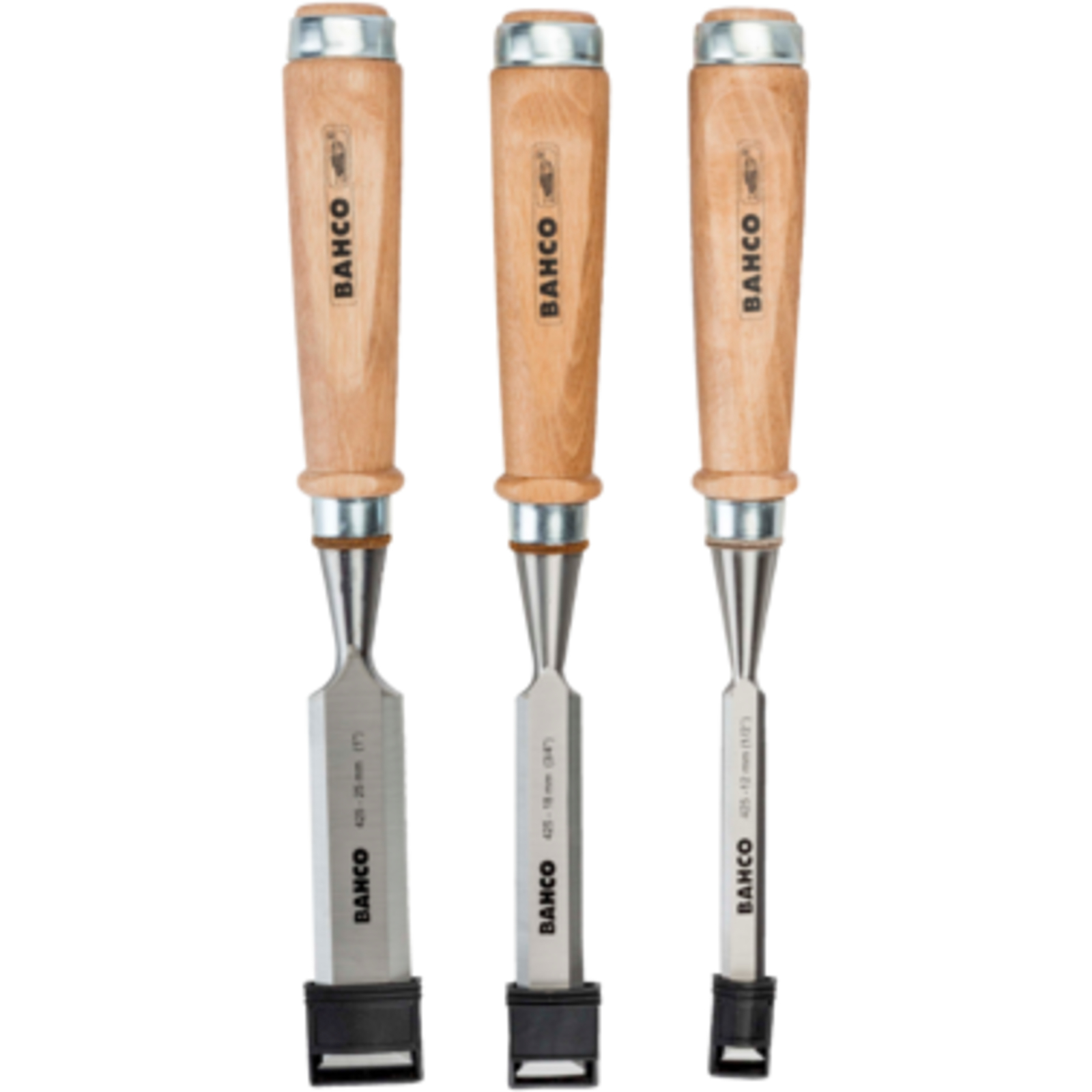 Jeu de burins bois 12 18 et 25 mm avec embouts protection BAHCO - 425-081