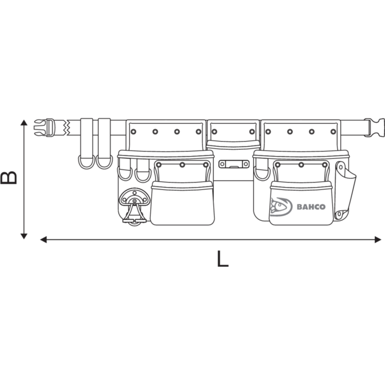Ceinture porte-outils 3 poches 4 anneaux sécurité nylon 1350 mm BAHCO - 4750-3PB-2