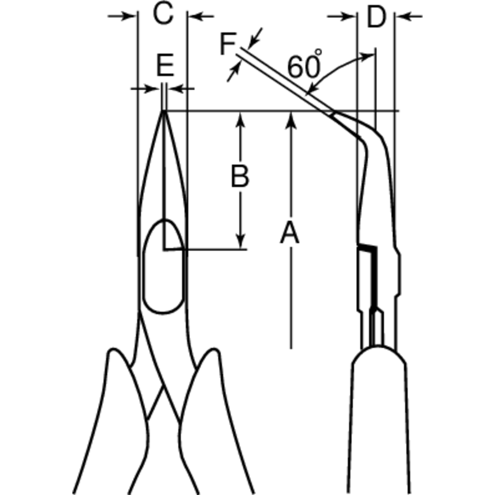 Pince à bec demi-rond coudé 60° ERGO poignées bimatière finition phosphatée 130 mm BAHCO - 4833