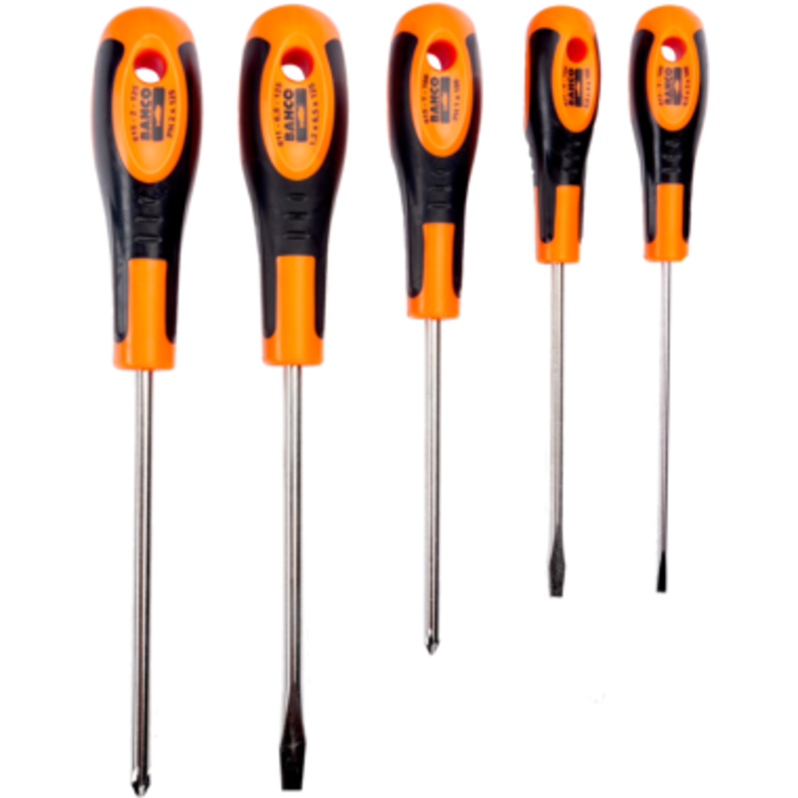 Jeu de tournevis vis à fente et Phillips 5 pcs poignée caoutchouc BAHCO - 604-5