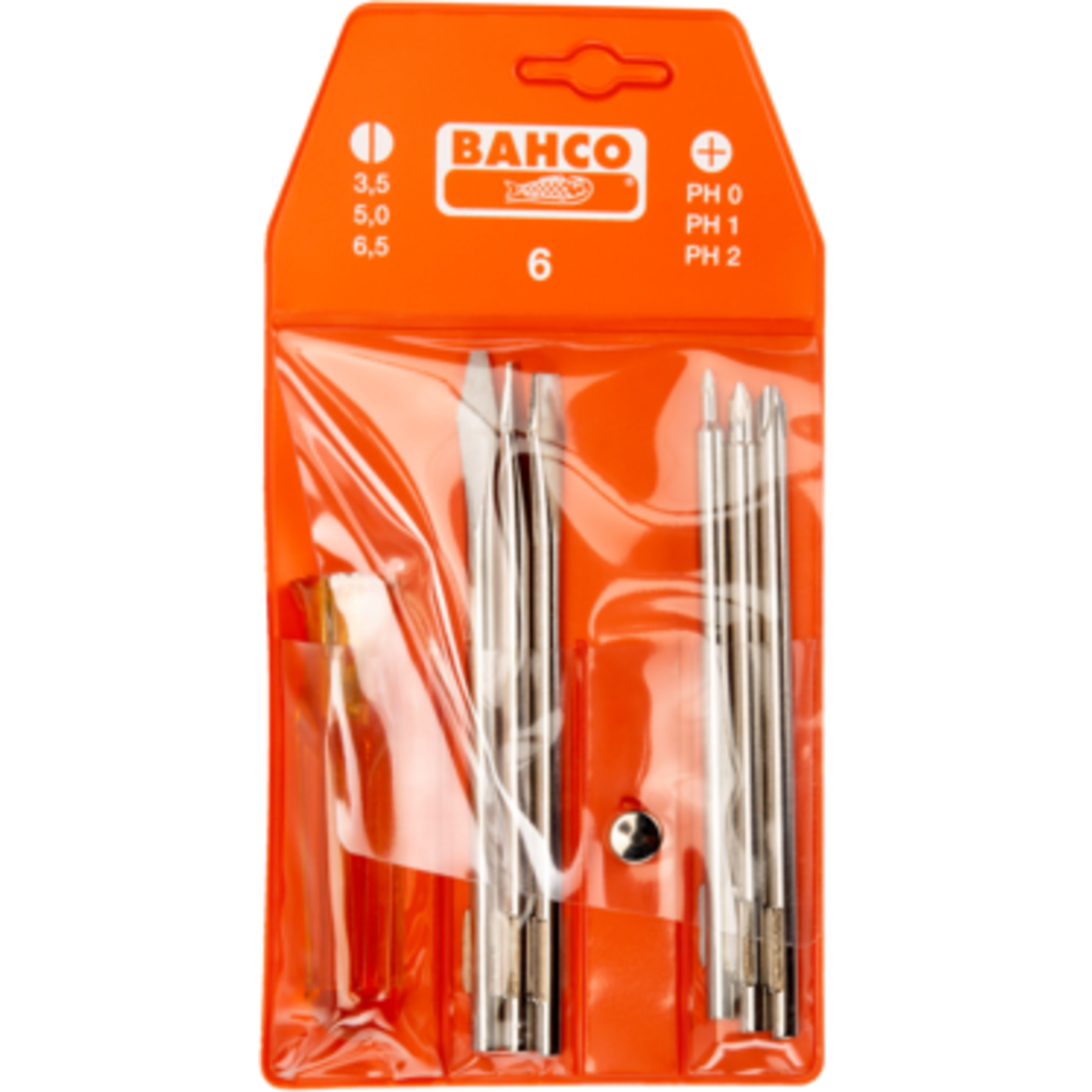 Jeu de tournevis lame réversible 6 pcs PH 0-2 et fente 3,5-6,5 mm avec pochette BAHCO - 6