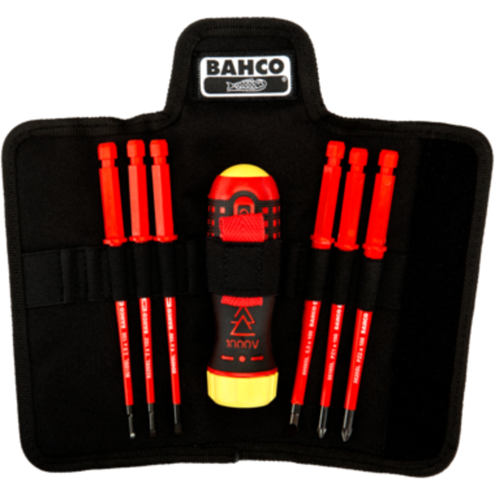Tournevis à cliquet isolé 1000 V 6 lames interchangeables fente et Pozidriv avec manche ERGO BAHCO - 808062