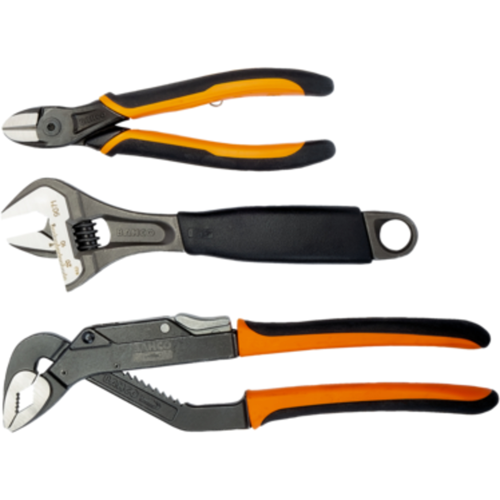 Jeu d'outils 3 pcs pince coupante 160 mm pince multiprise 250 mm clé à molette 27 mm BAHCO - 9853
