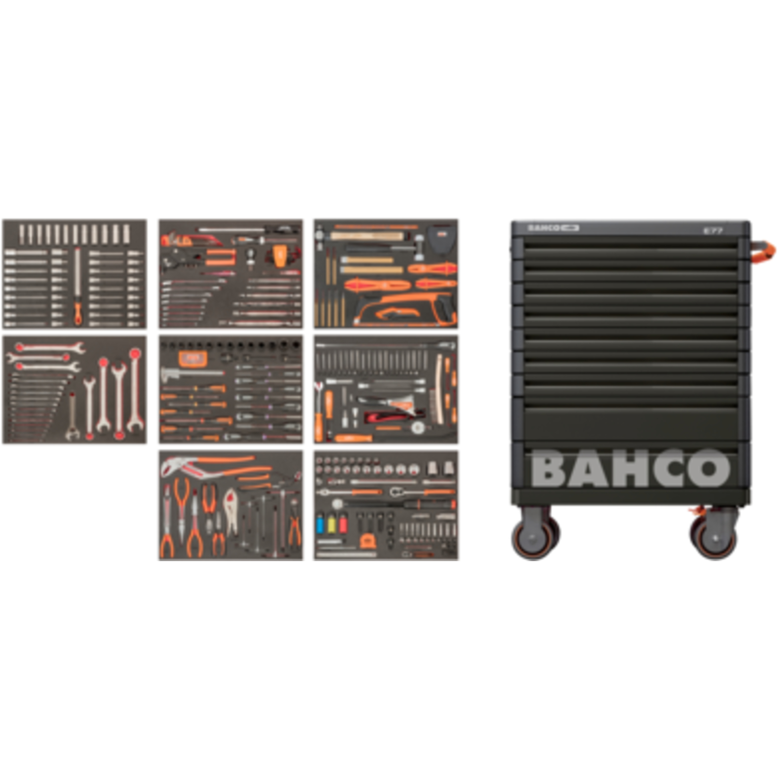 Servante d'atelier 9 tiroirs 357 pièces avec outils FF1ASET-AUTO BAHCO - AUTO