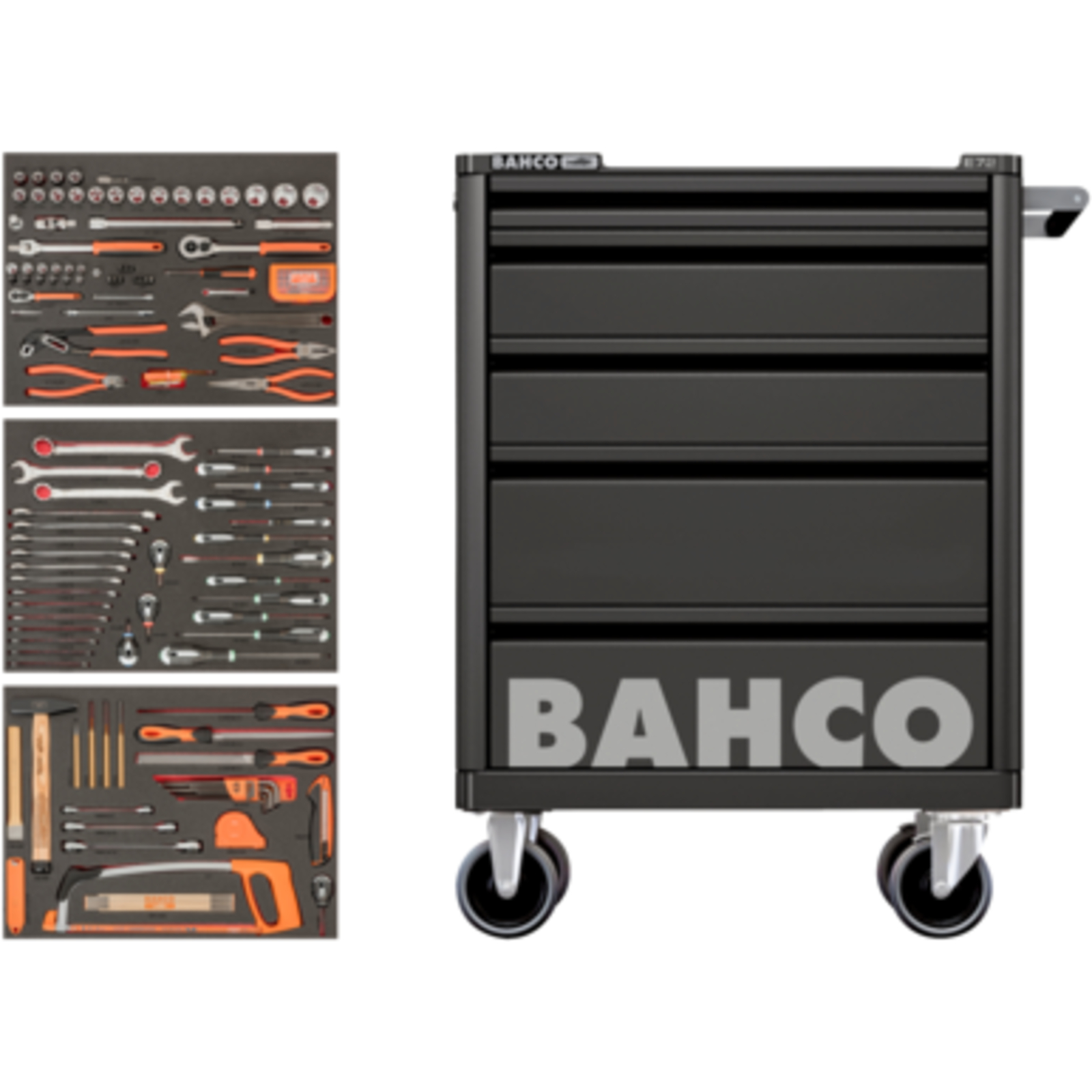 Servante d'atelier 5 tiroirs avec 158 outils usage général BAHCO - BASIC