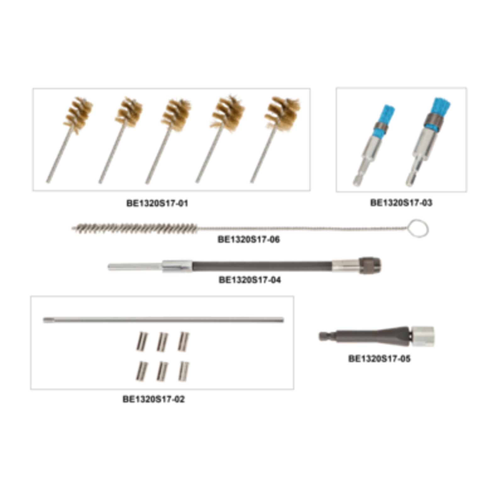 Coffret nettoyage sièges injecteurs diesel 17 pièces avec brosses et manchons M5 BAHCO - BE1320S17
