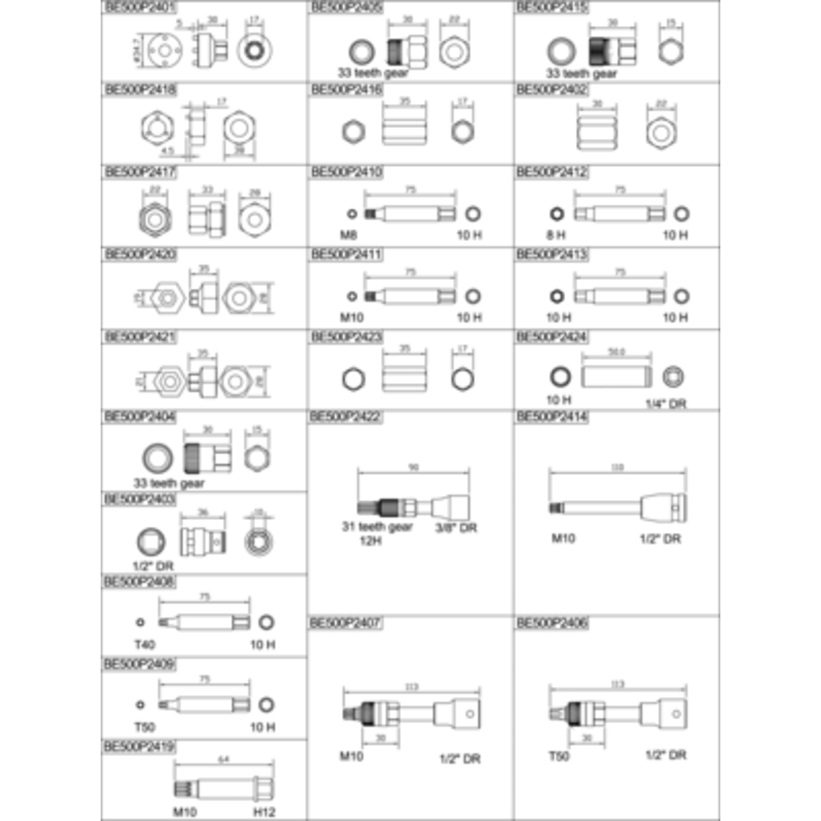 Coffret d'extraction alternateur 24 pièces universel Bosch Valeo avec boîtier BAHCO - BE500P24