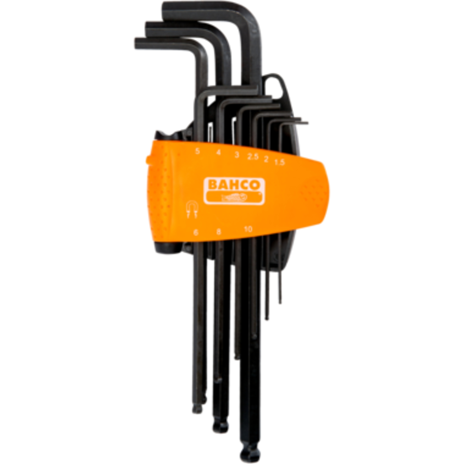 Jeu de clés mâles 6 pans longues tête sphérique métriques 9 pcs avec support aimanté BAHCO - BE-9688