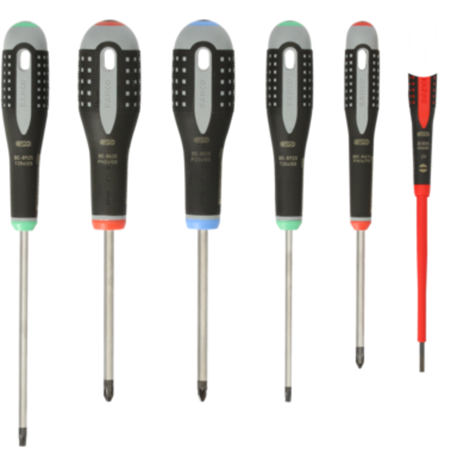Jeu de tournevis 6 pcs fente/Phillips/Pozidriv/TORX ERGO poignée caoutchouc BAHCO - BE-9871