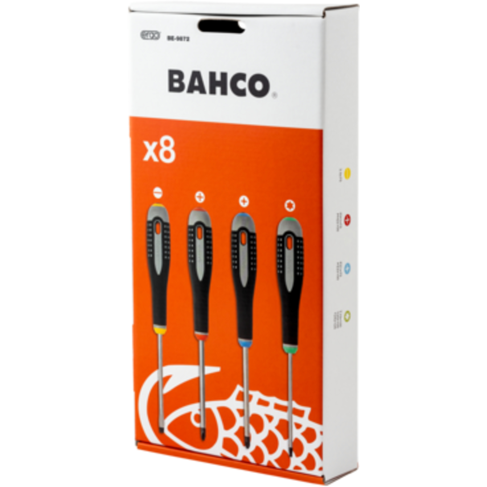 Jeu de tournevis ERGO fente/Phillips/Pozidriv/Torx 8 pcs poignée caoutchouc BAHCO - BE-9872