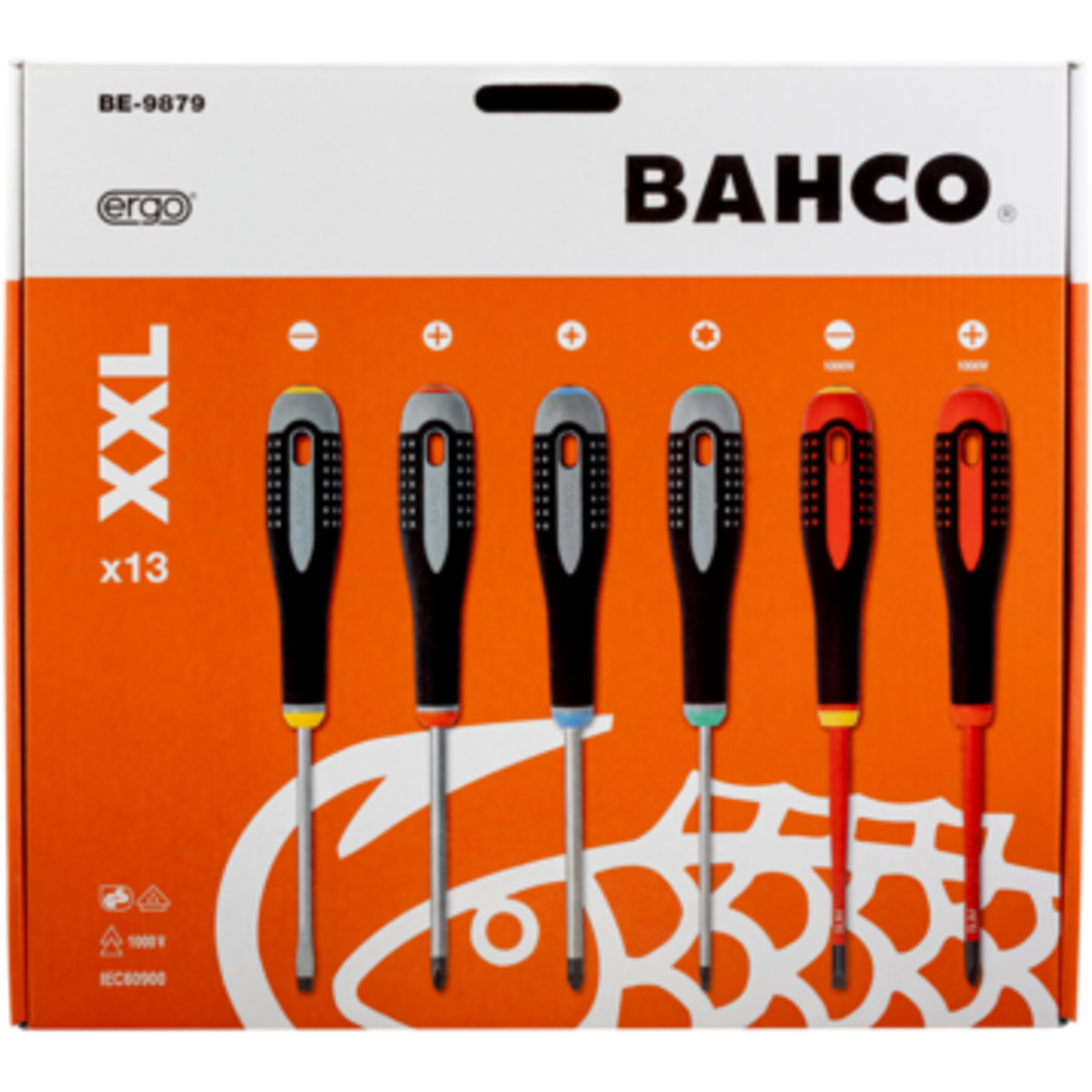 Jeu de tournevis ERGO 13 pièces vis à fente Phillips Pozidriv TORX BAHCO - BE-9879