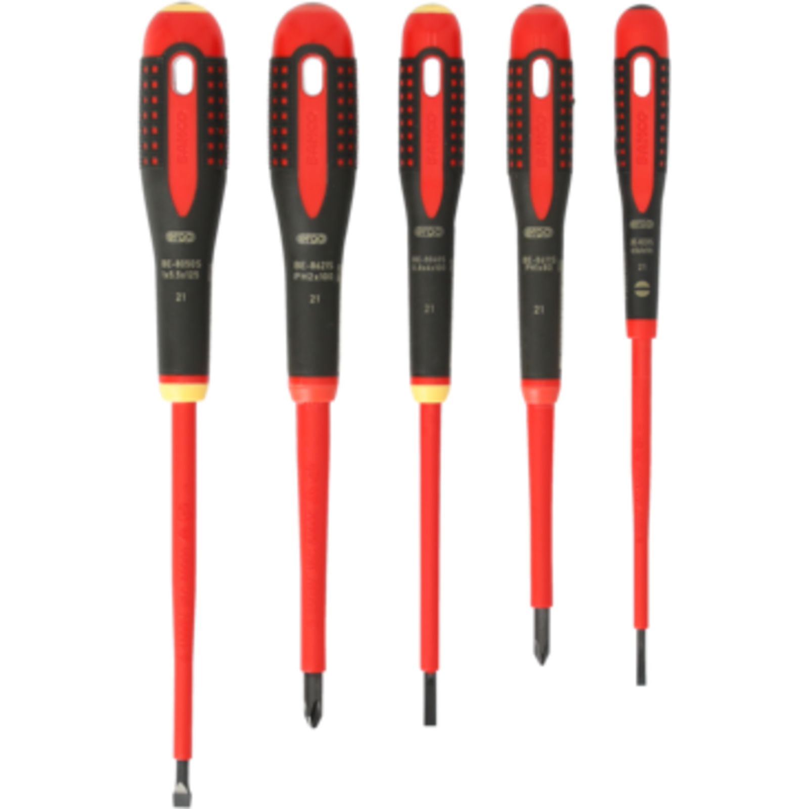 Jeu de tournevis isolés VDE ERGO fente et Phillips 5 pcs manche tri-matière BAHCO - BE-9881S