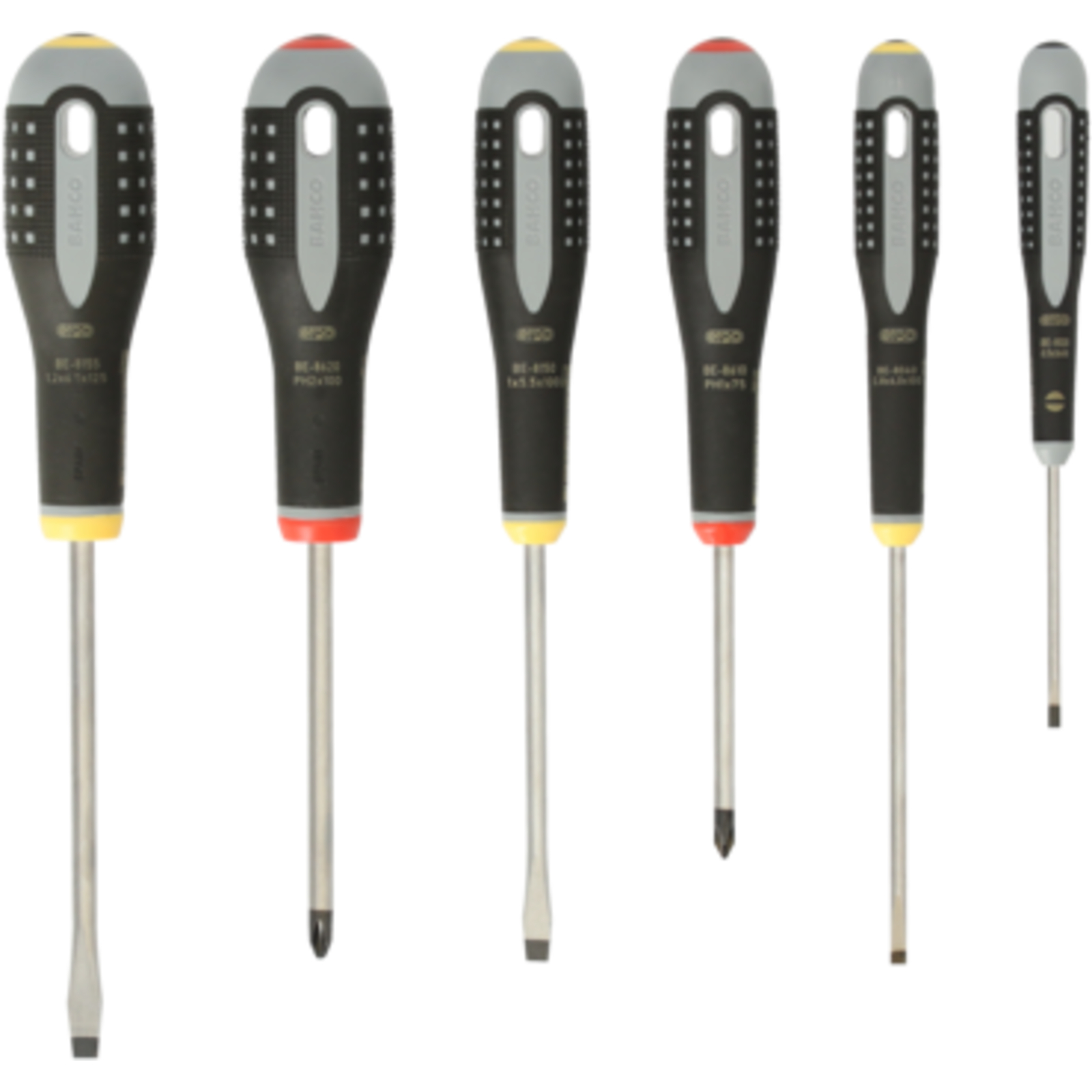 Jeu de tournevis fente et Phillips ERGO 6 pcs poignée caoutchouc BAHCO - BE-9881