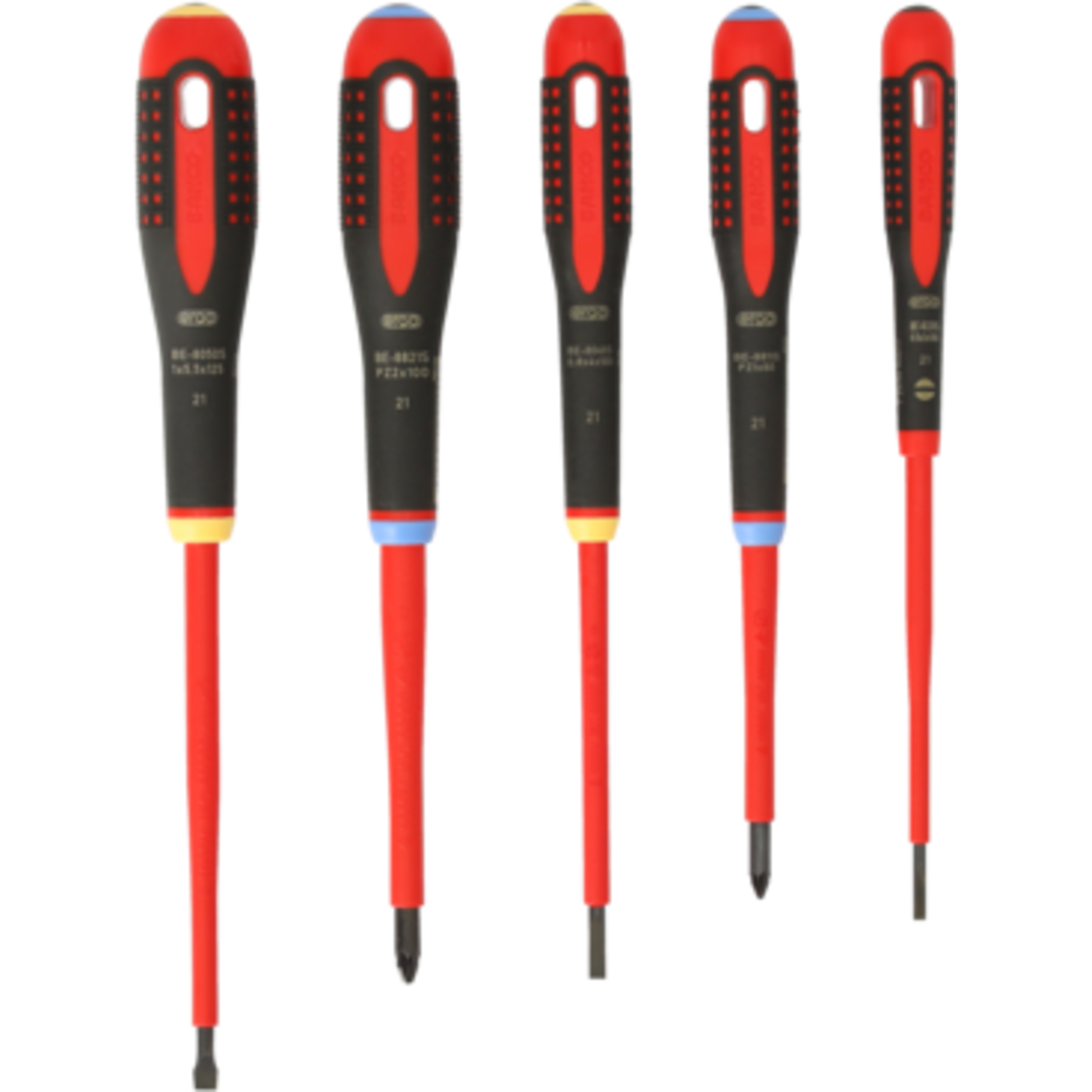 Jeu de tournevis isolés VDE ERGO fente et Pozidriv 5 pcs manche tri-matière BAHCO - BE-9882S