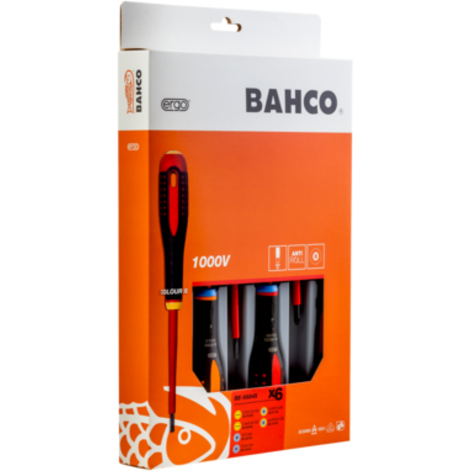 Jeu de tournevis isolés VDE ERGO 6 pcs fente/Pozidriv manche trimatière BAHCO - BE-9884S