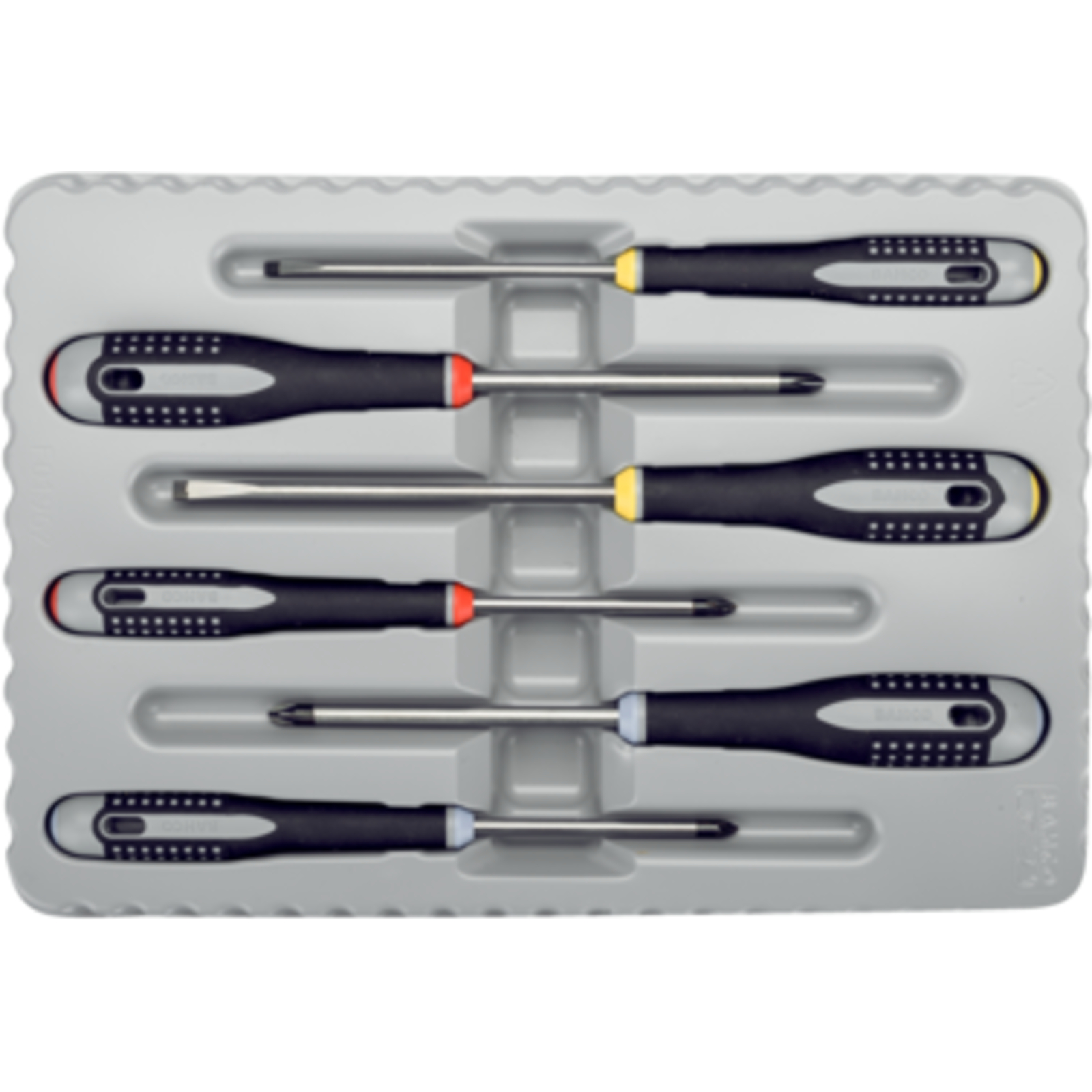 Jeu de tournevis ERGO fente Phillips Pozidriv 6 pcs avec poignée caoutchouc BAHCO - BE-9884