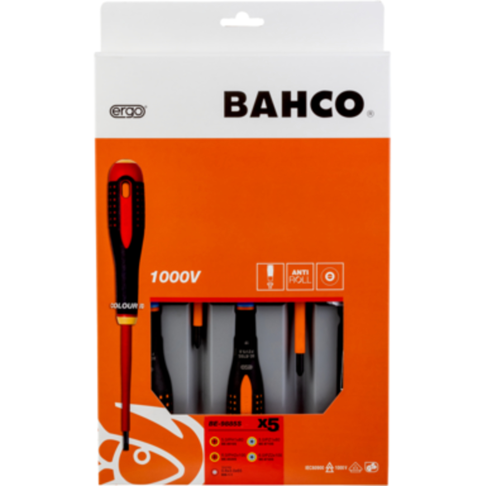 Jeu de tournevis isolés VDE 5 pièces pointe Combi ERGO BAHCO - BE-9885S