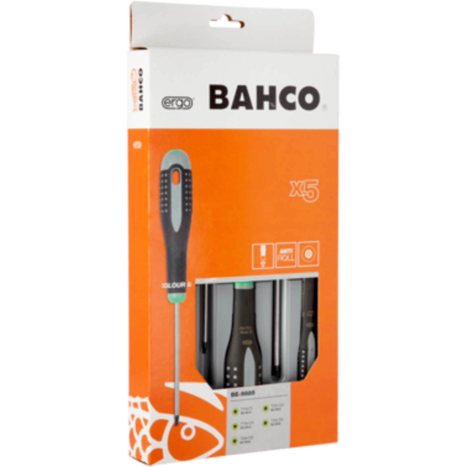 Jeu de tournevis TORX ERGO 5 pcs avec poignée caoutchouc BAHCO - BE-9885