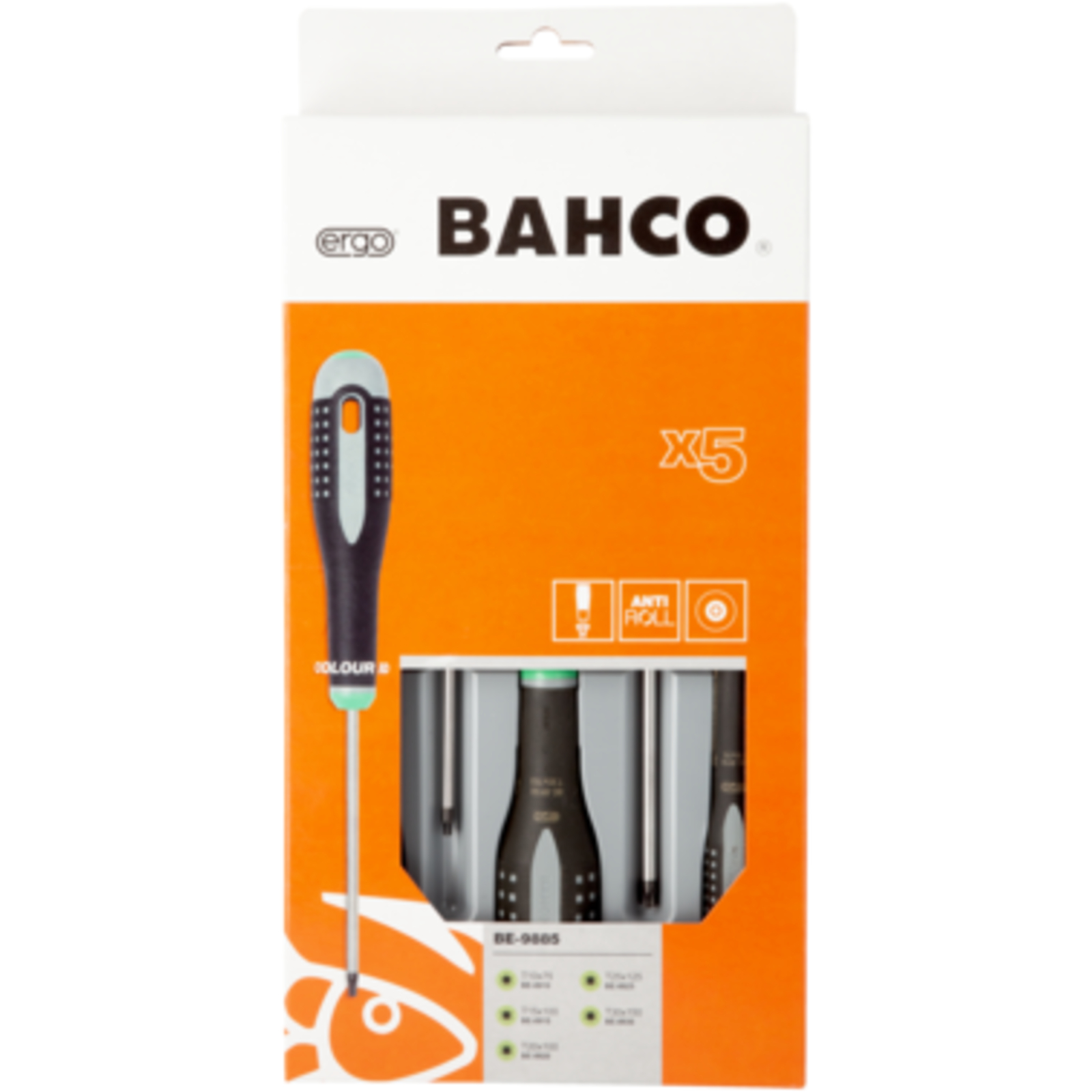 Jeu de tournevis TORX ERGO 5 pcs avec poignée caoutchouc BAHCO - BE-9885