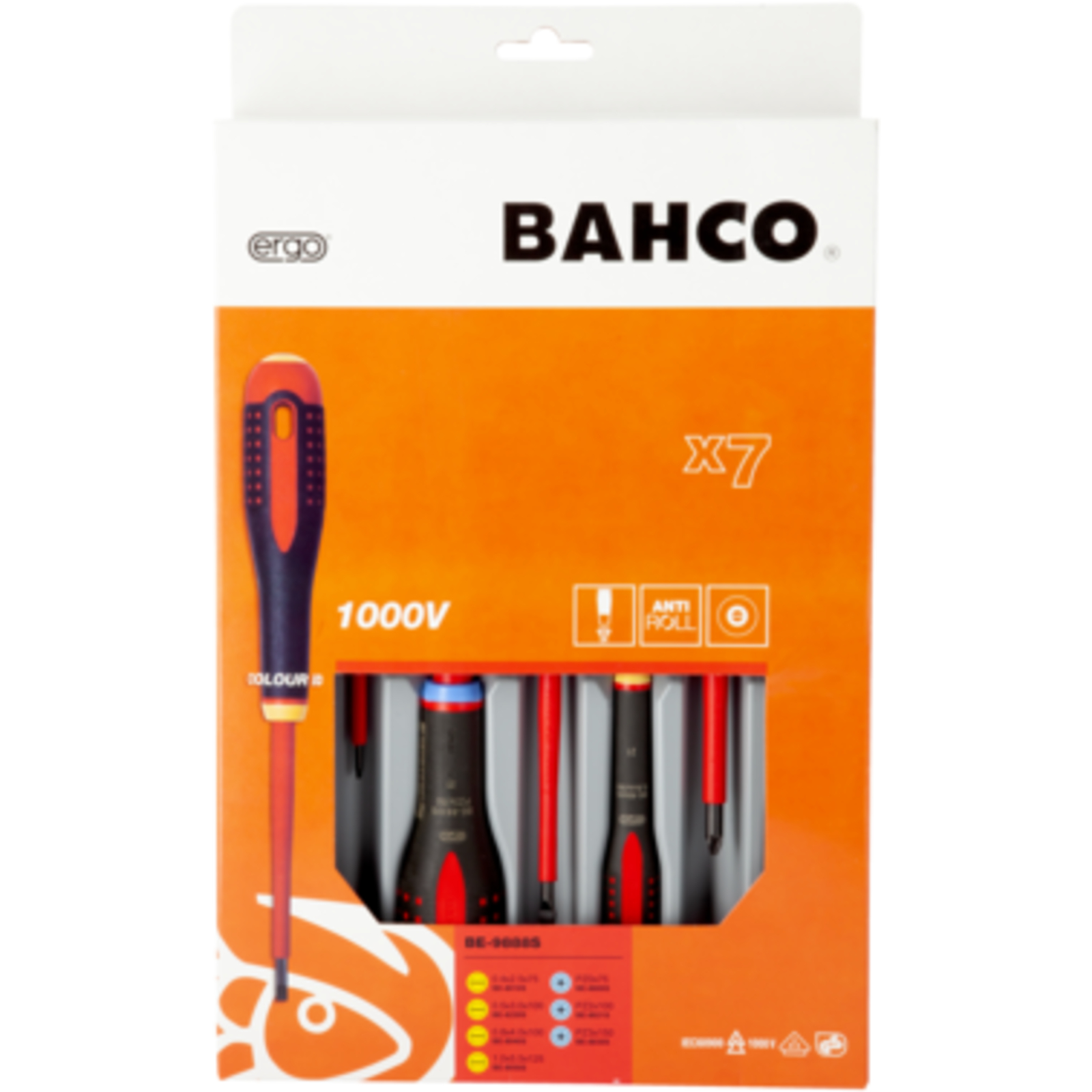 Jeu de tournevis ERGO isolés VDE 7 pièces manche tri-matière BAHCO - BE-9888S